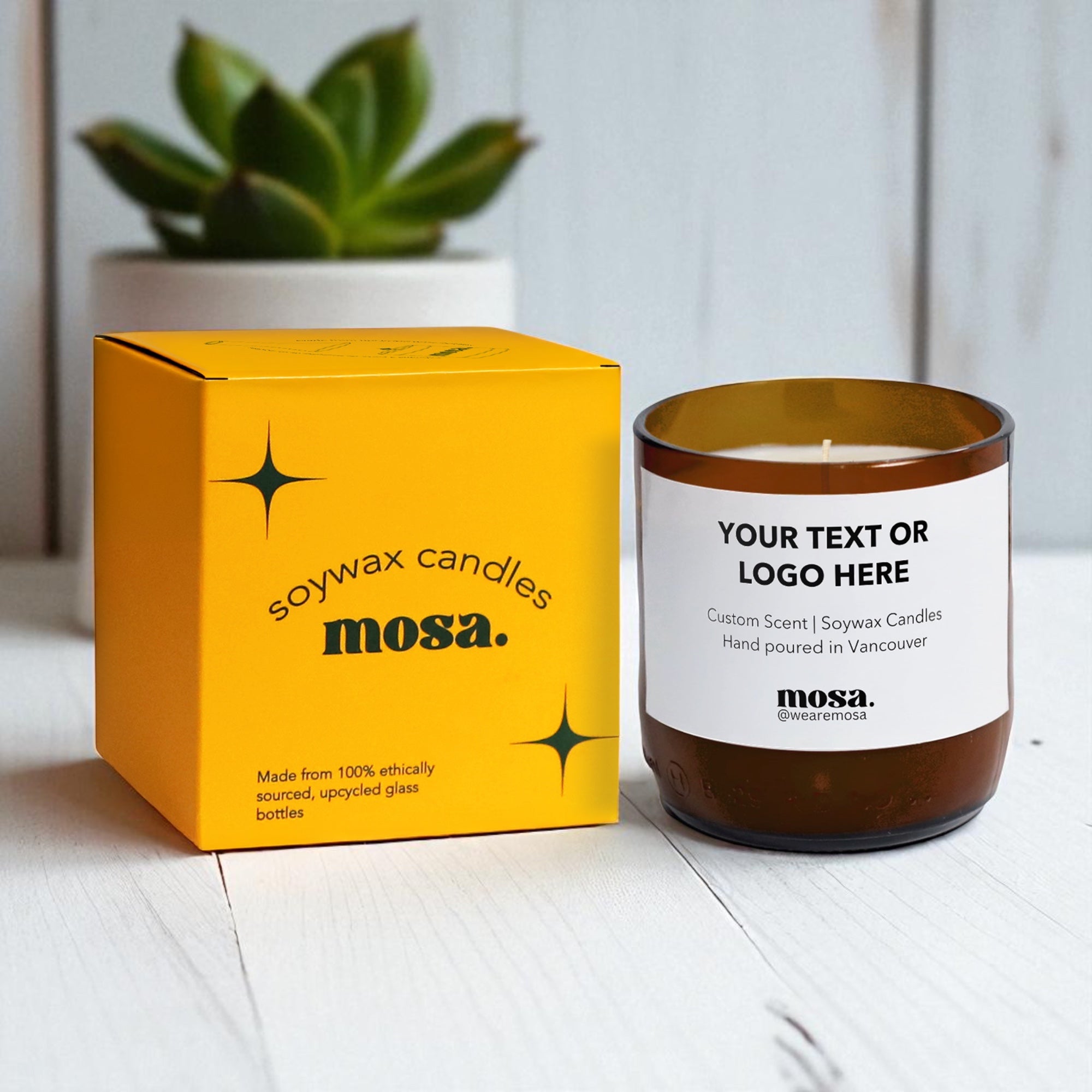 Clean, Custom Stickers for Candle Packaging