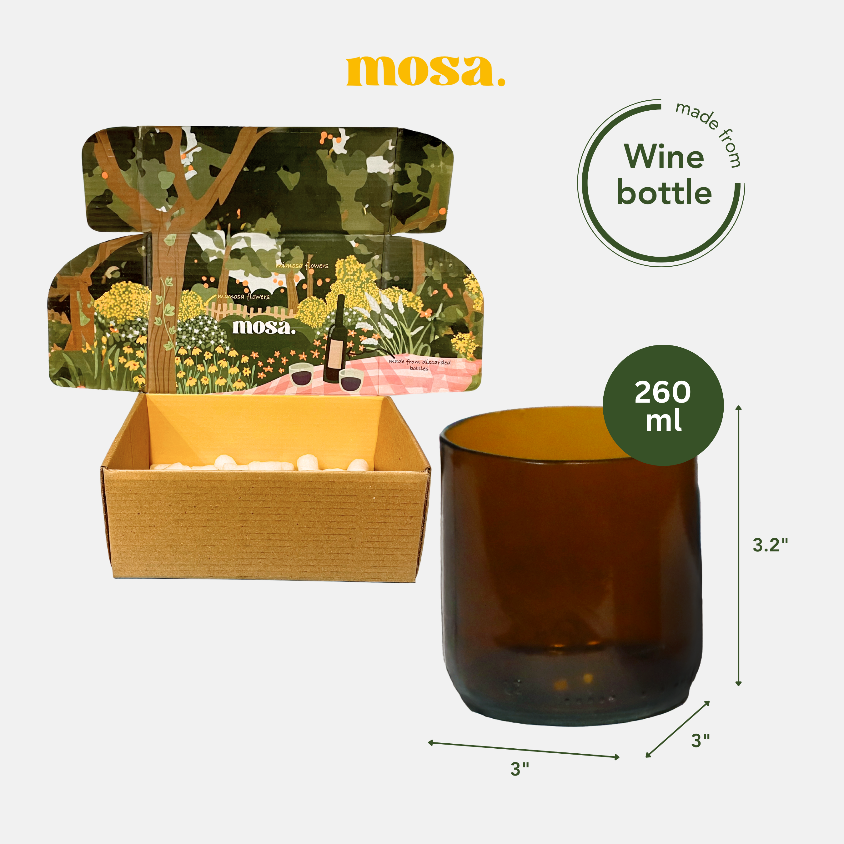 Eco-friendly gifts made with recyclable glassware, Wine Amber glasses 9 oz