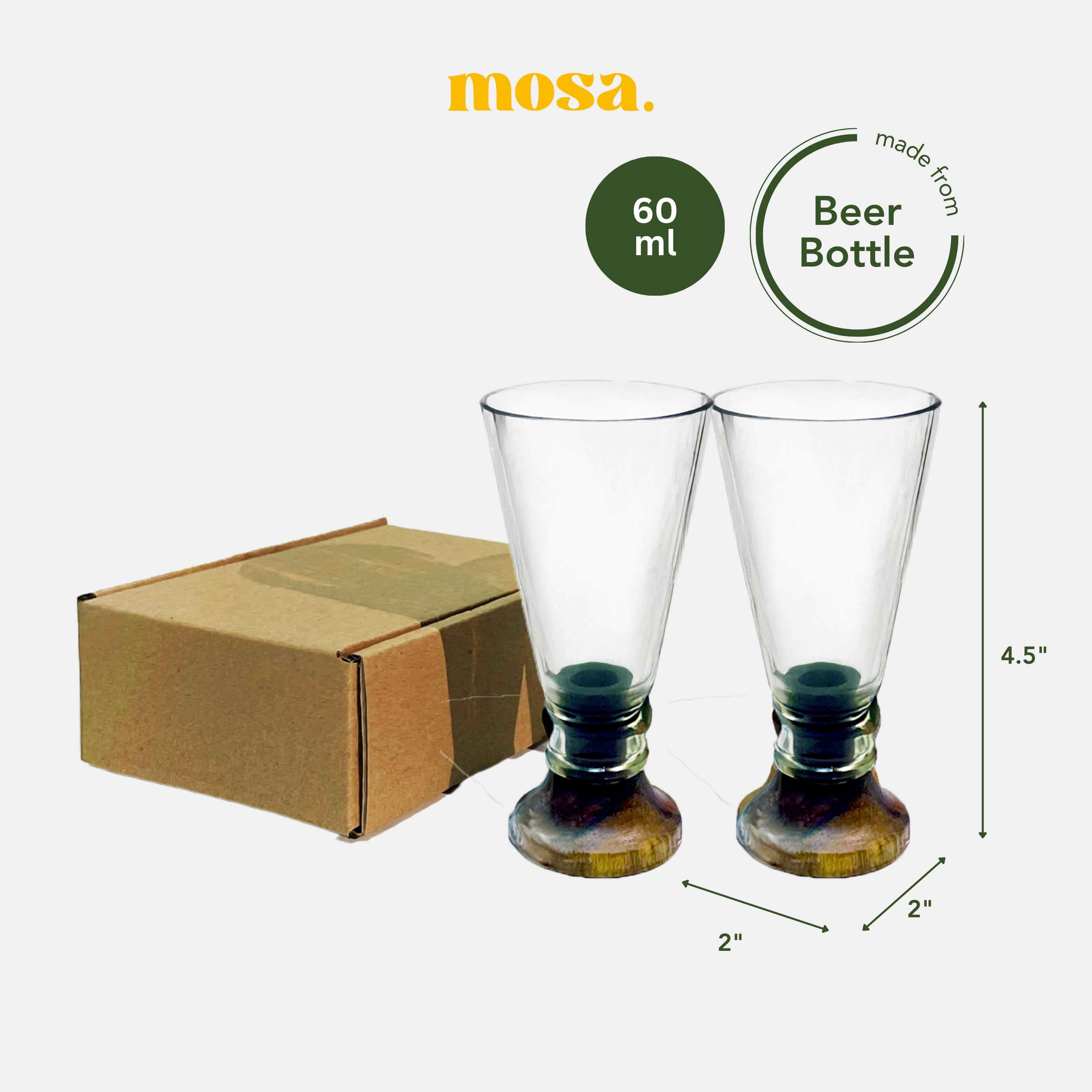 Eco-friendly gifts made with recyclable glassware, Clear Shot Glasses (Set of Two)