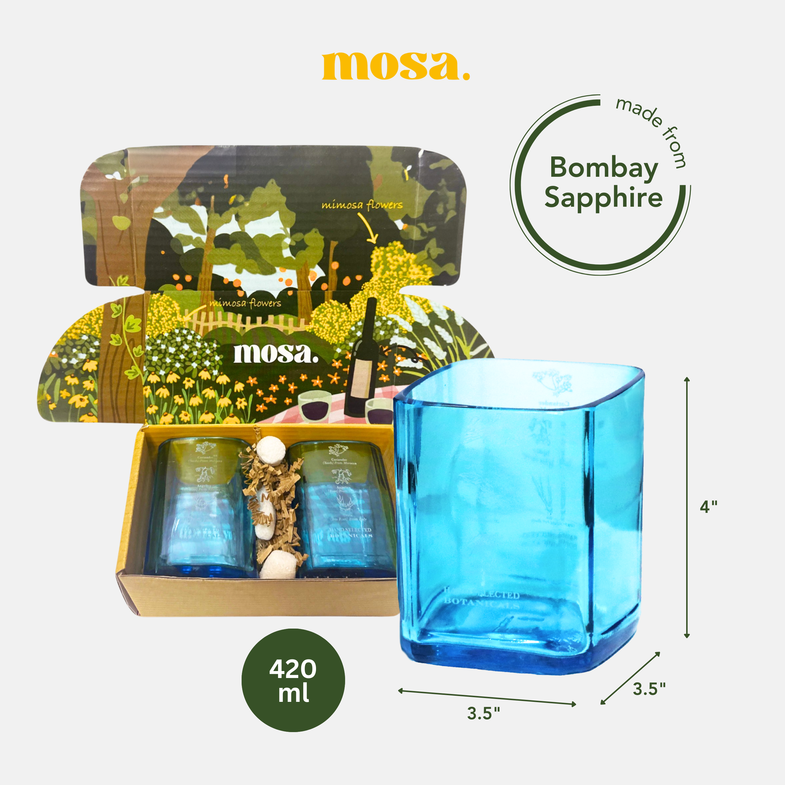 Eco-friendly gifts made with recyclable glassware, Bombay Sapphire Glasses