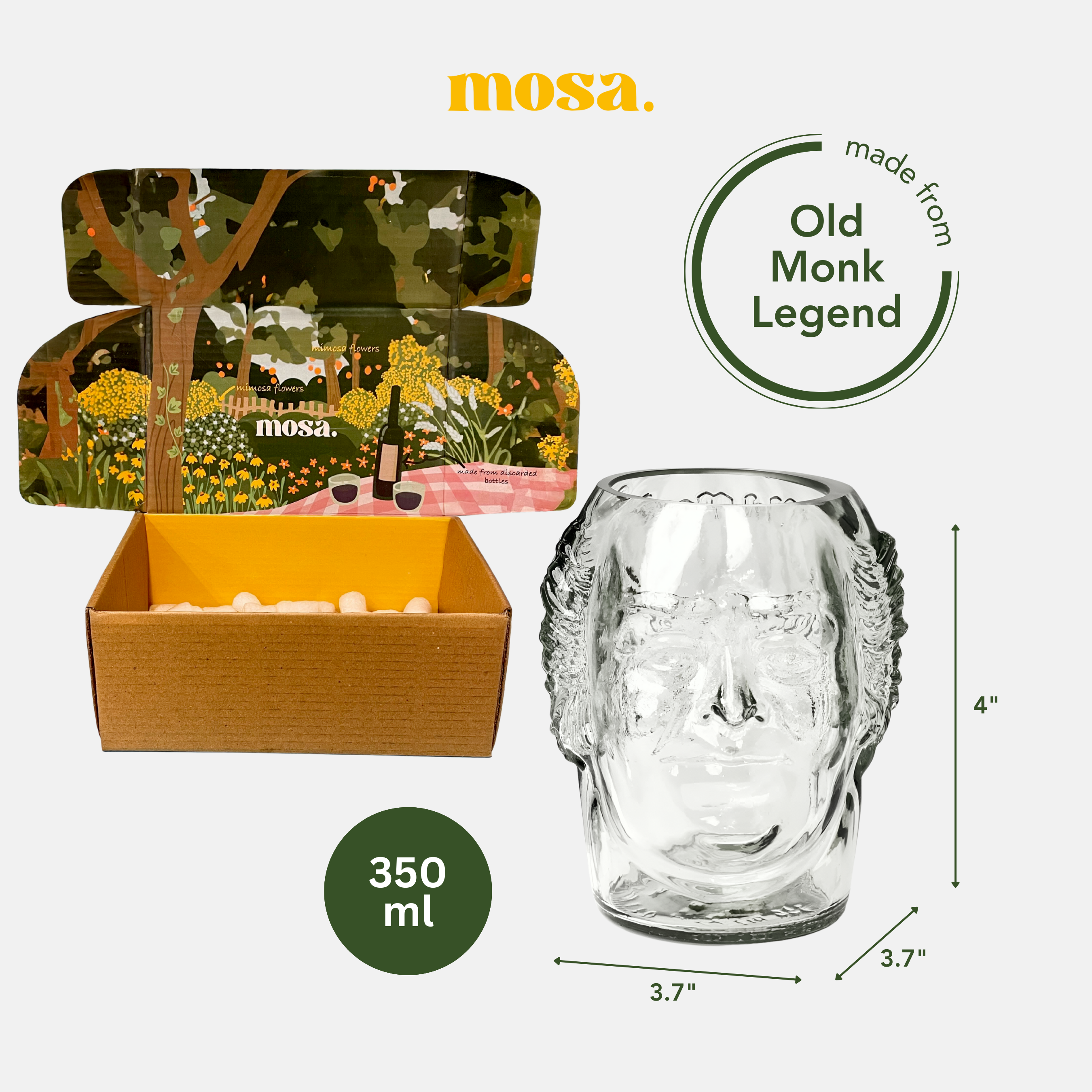 Eco-friendly gifts made with recyclable glassware, Old Monk Drinking Glass Skull