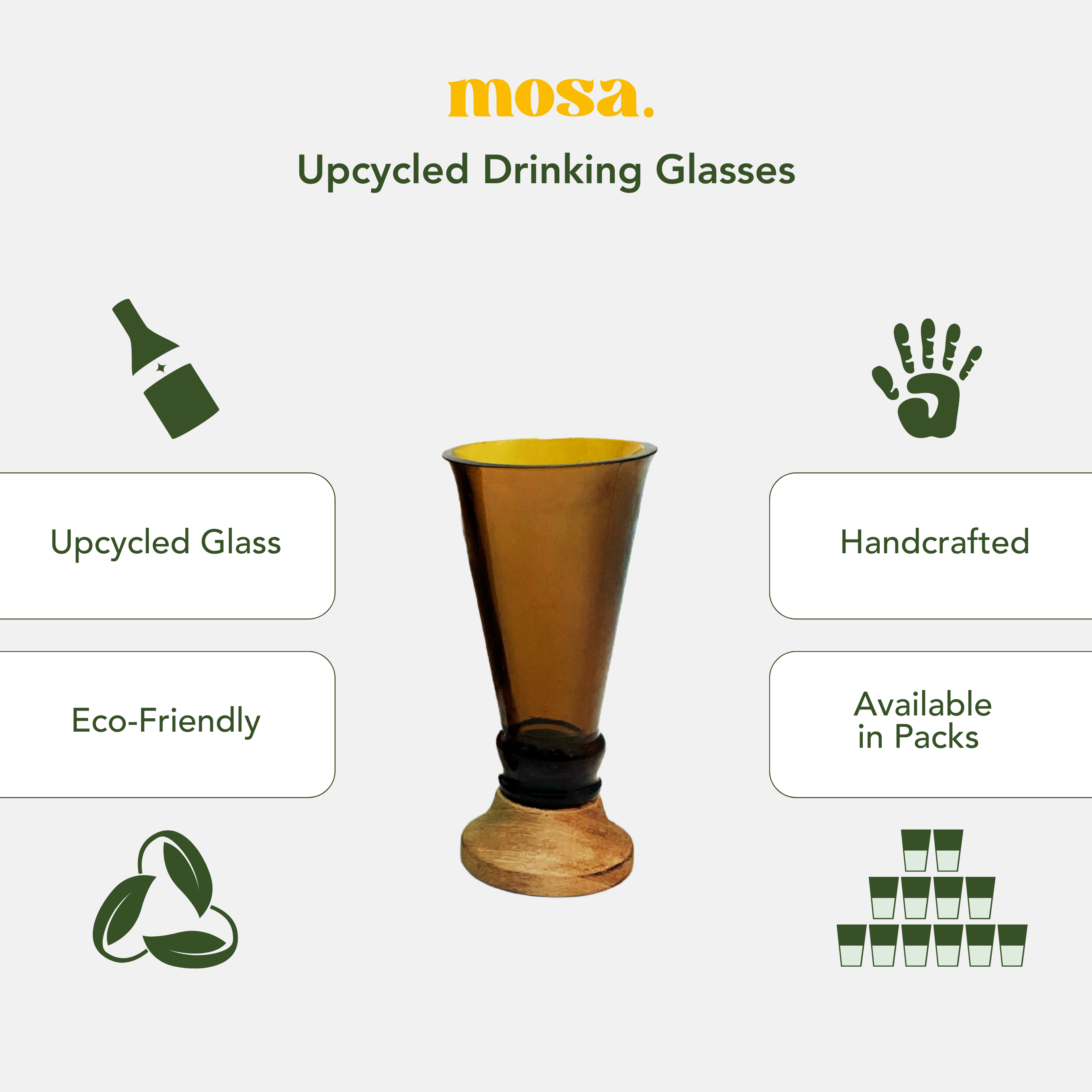 Eco-friendly gifts made with recyclable glassware, Amber Shot Glasses (Set of Two)