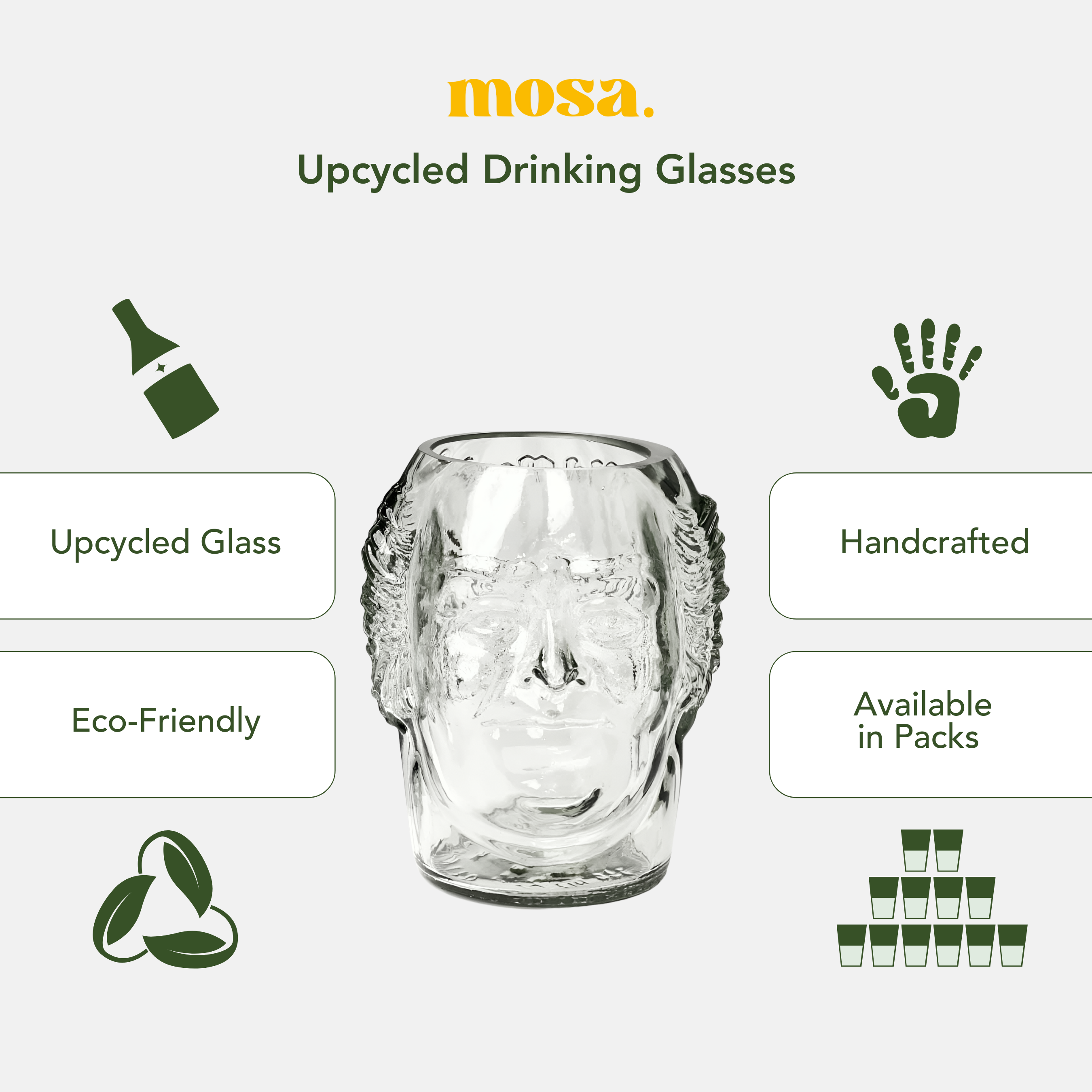 Eco-friendly gifts made with recyclable glassware, Old Monk Drinking Glass Skull