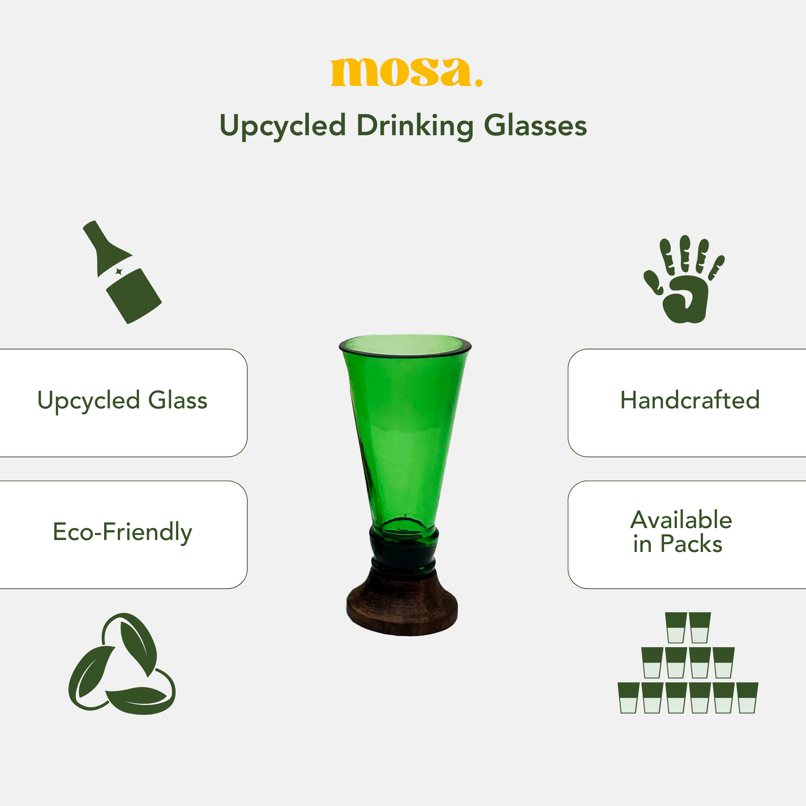 Eco-friendly gifts made with recyclable glassware, Green Shot Glasses (Set of Two)
