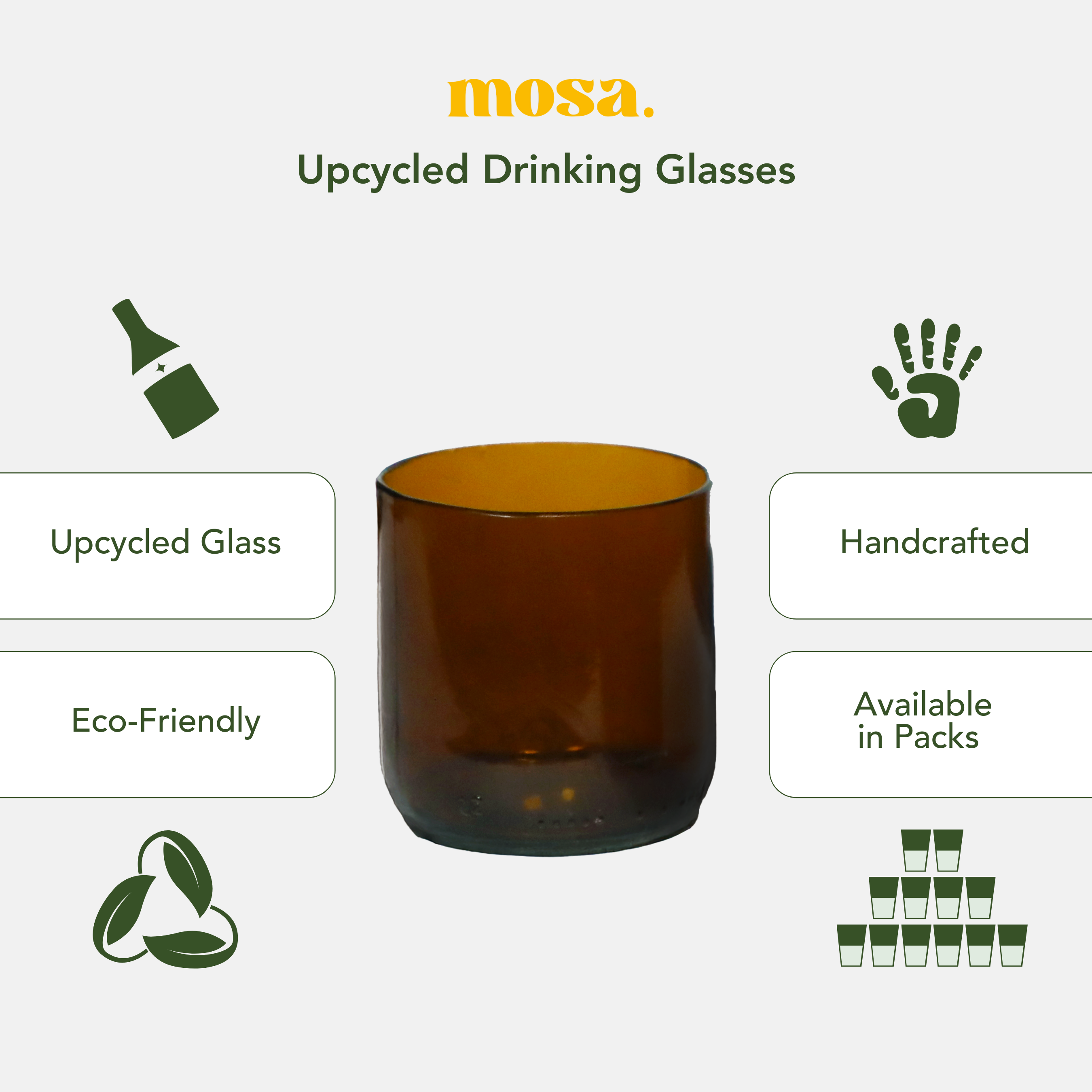 Eco-friendly gifts made with recyclable glassware, Wine Amber glasses 9 oz