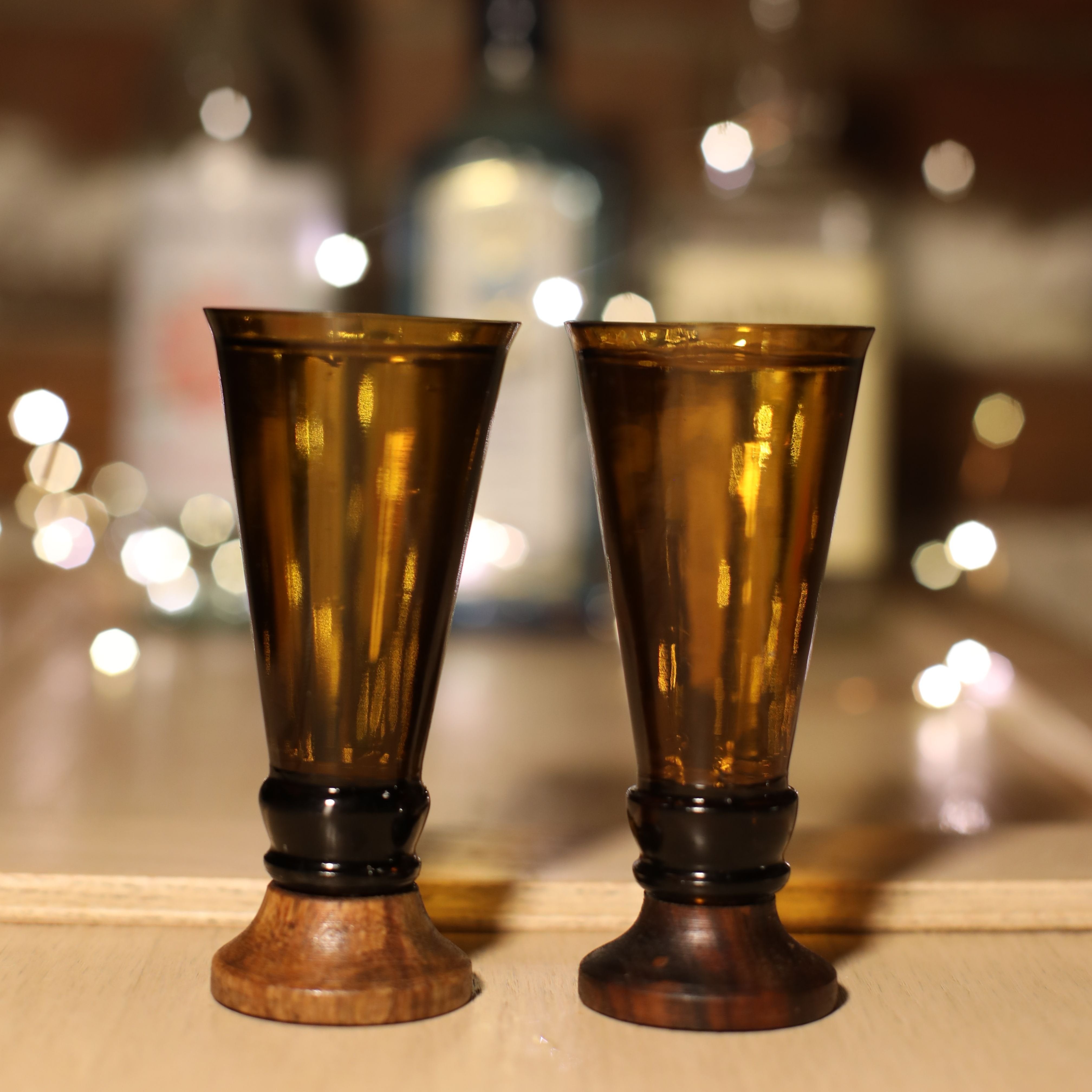 Eco-friendly gifts made with recyclable glassware, Amber Shot Glasses (Set of Two)