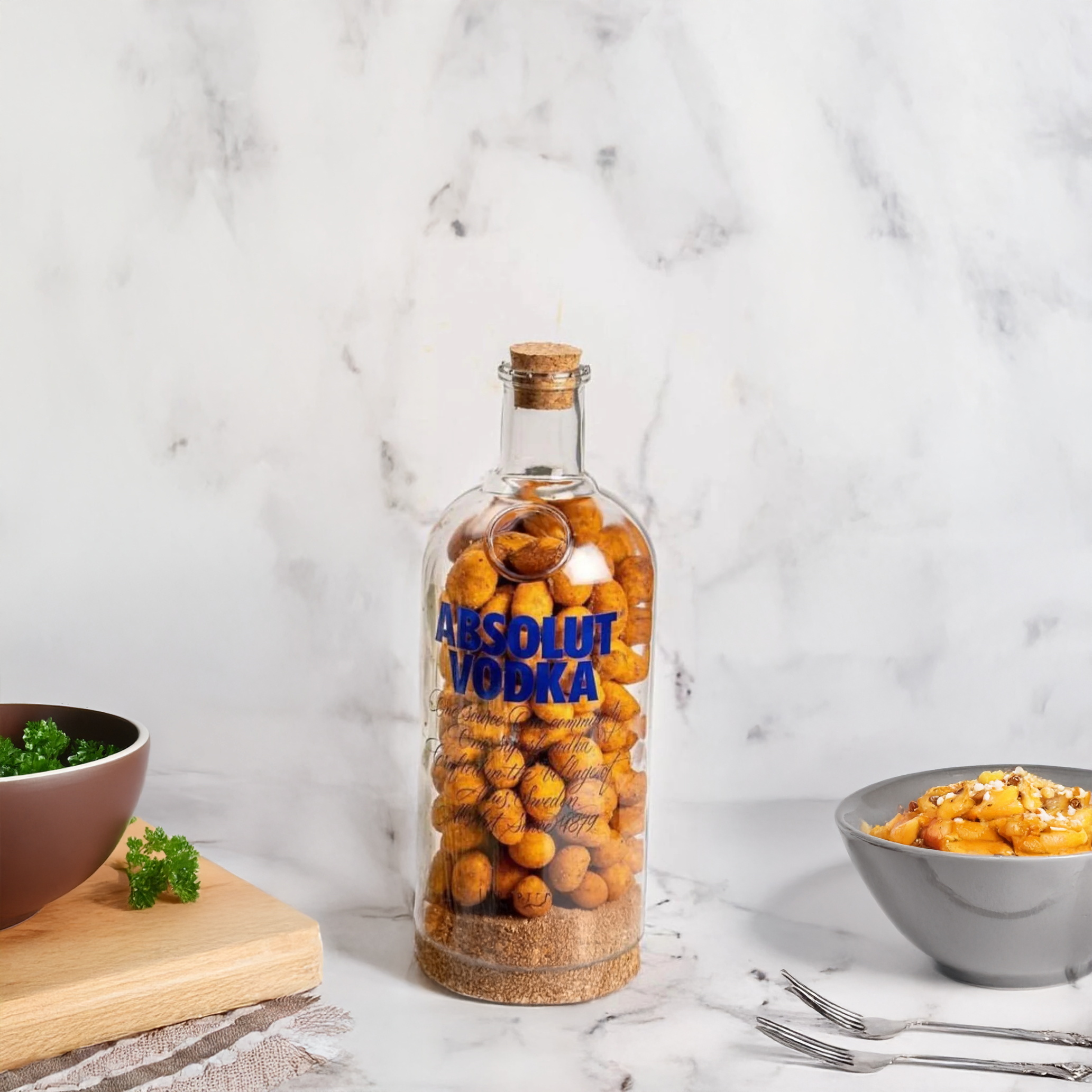 Eco-friendly gifts made with recyclable glassware, Bottom Cut Vodka Jar