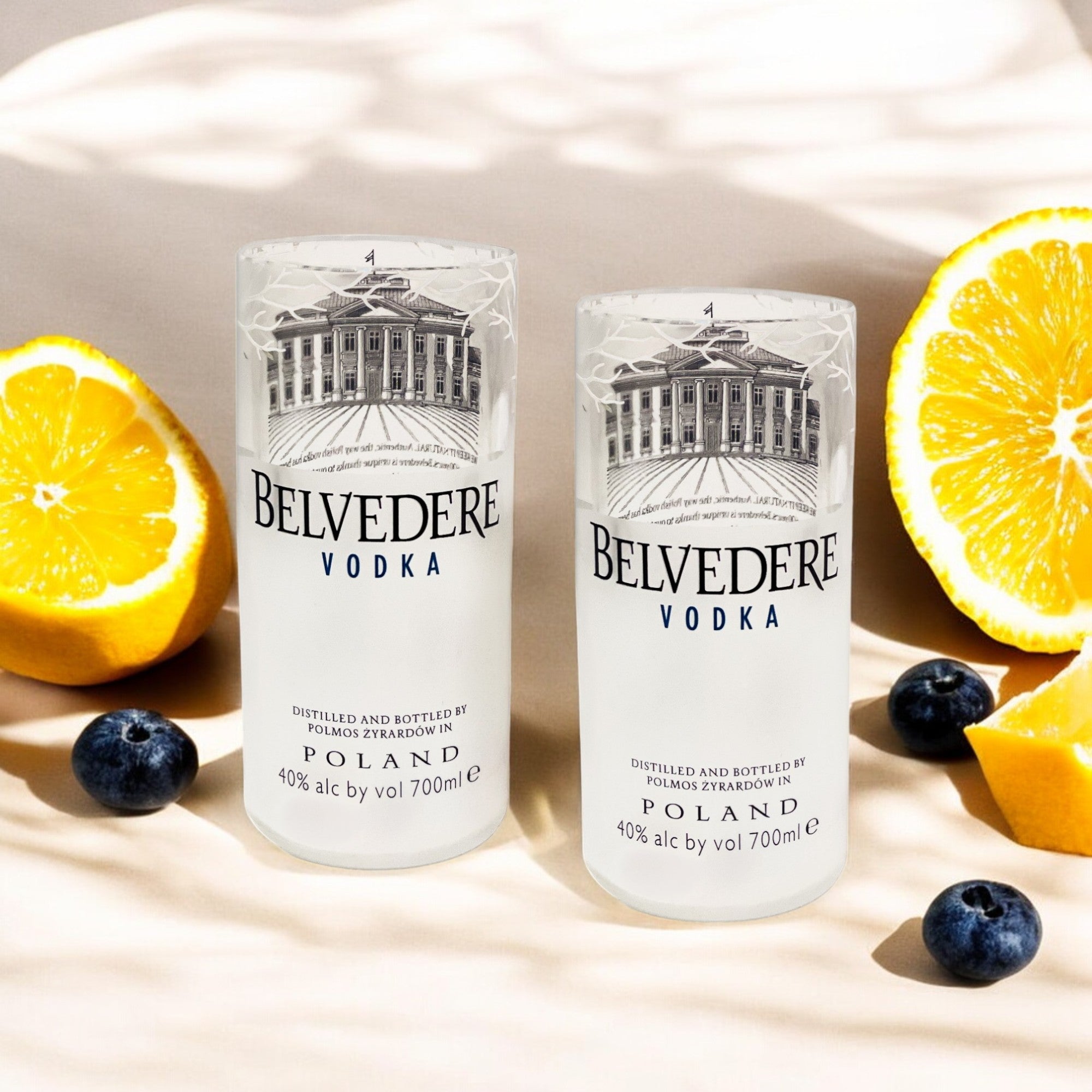 Eco-friendly gifts made with recyclable glassware, Upcycled Belvedere Vodka Drinking Glasses