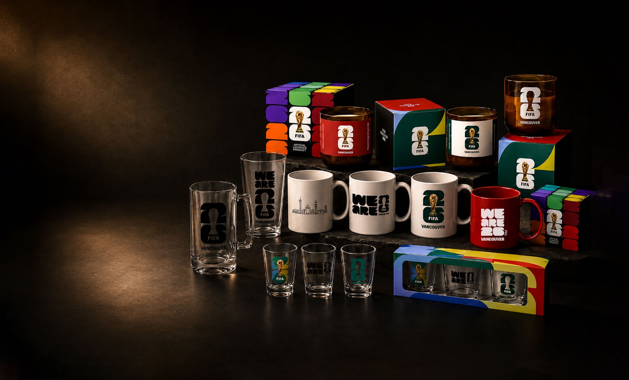 Collection of Official FIFA Licensed mugs, glasses, cups and candles