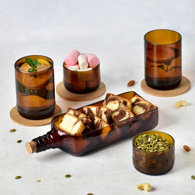 Upcycled Premium Glass & Platter Gift Set