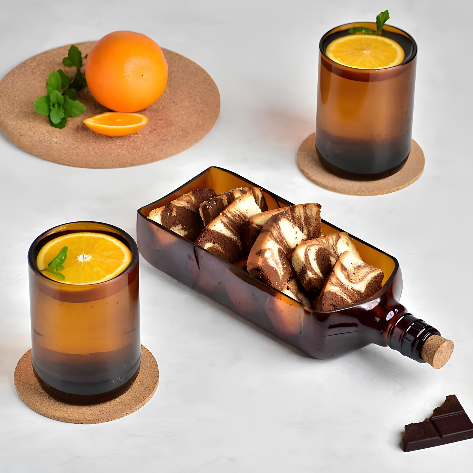 Upcycled Premium Glass & Platter Gift Set