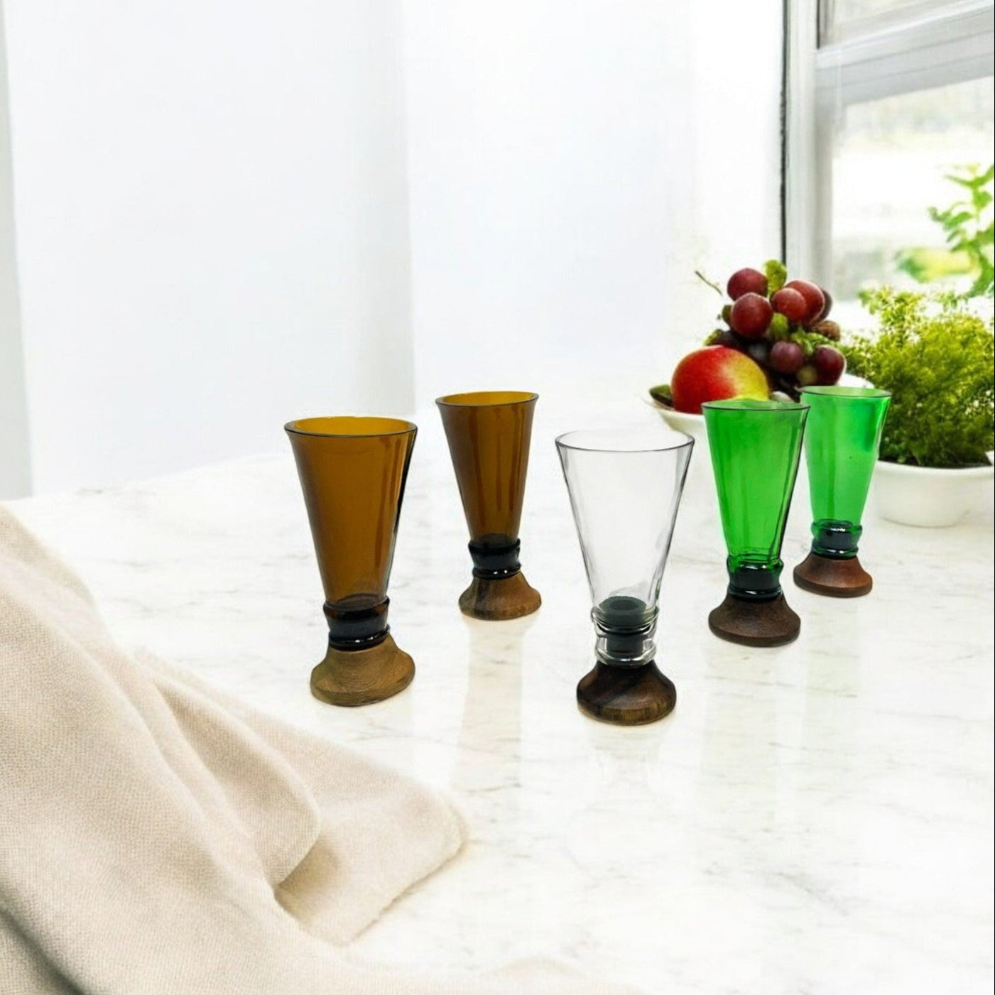 Eco-friendly gifts made with recyclable glassware, Green Shot Glasses (Set of Two)