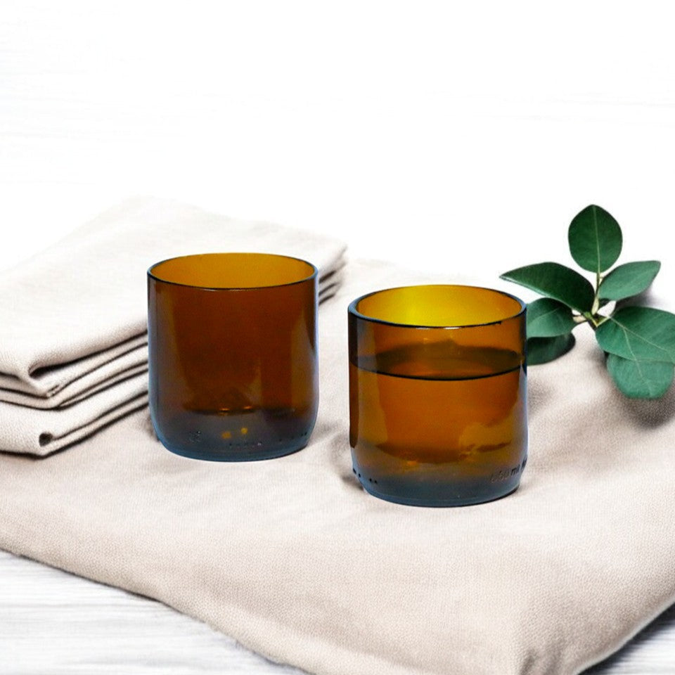 Eco-friendly gifts made with recyclable glassware, Wine Amber glasses 9 oz