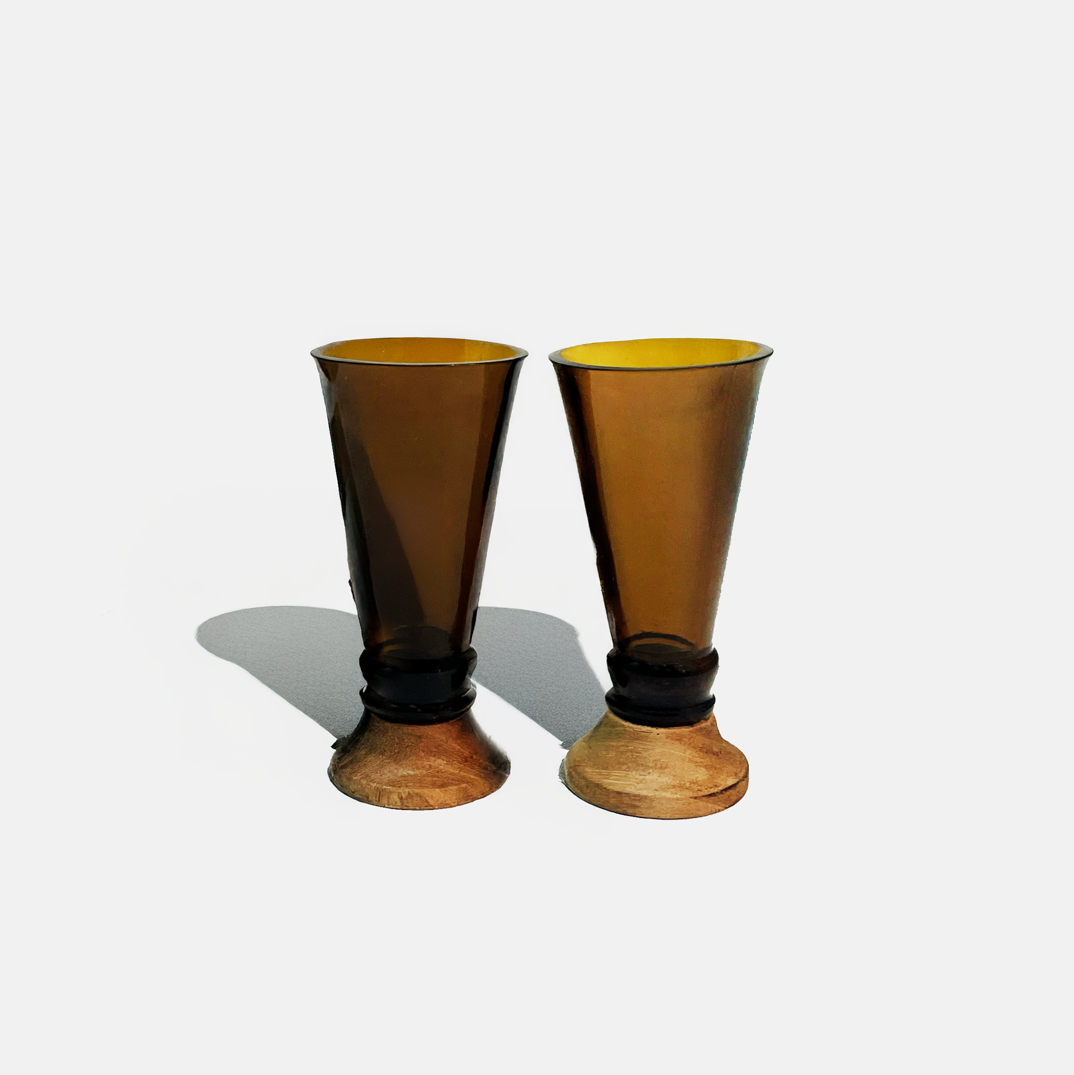 Eco-friendly gifts made with recyclable glassware, Amber Shot Glasses (Set of Two)
