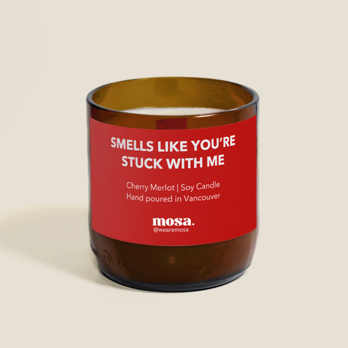 Sustainable gifts made with recyclable glassware, cherry merlot scented soy candle with valentine package