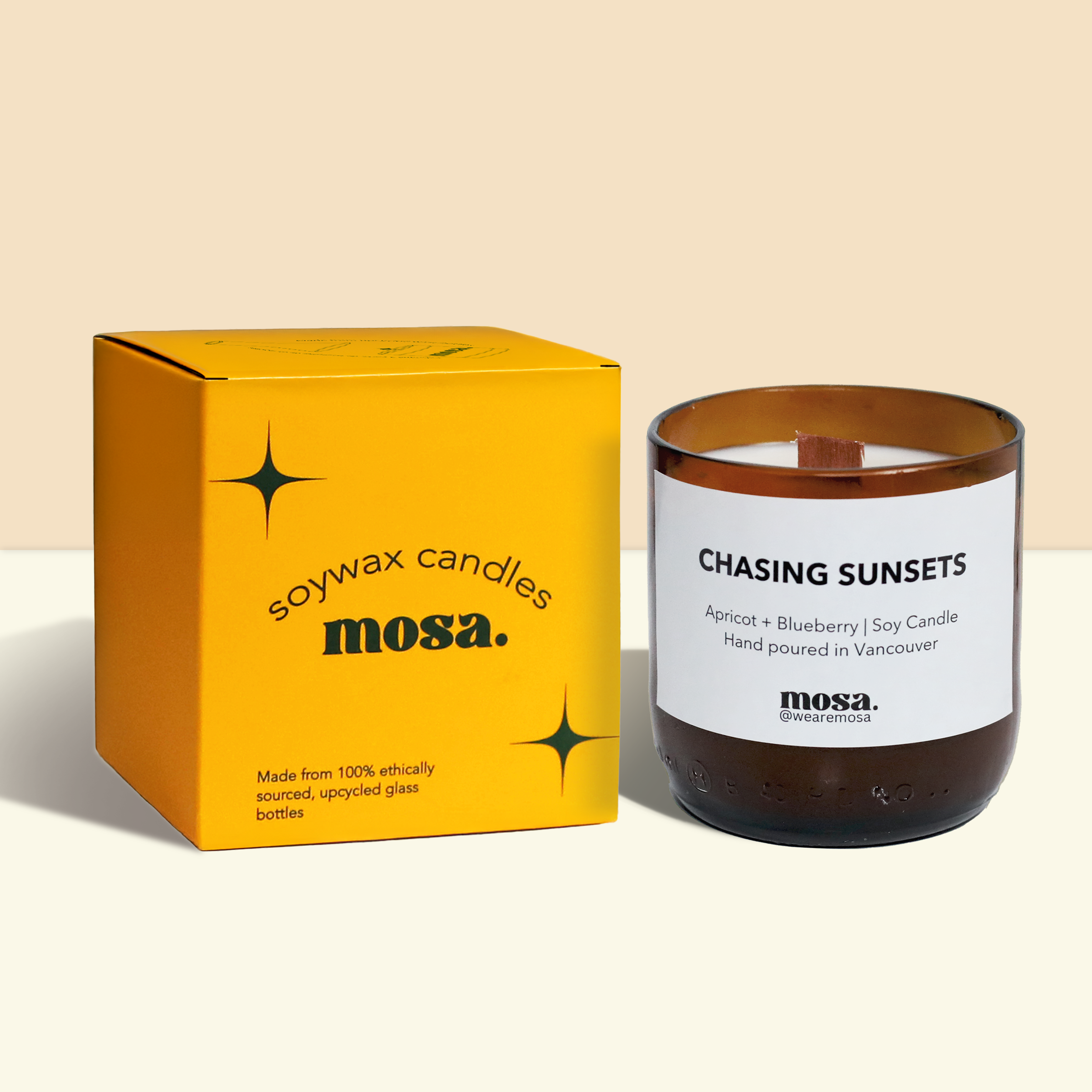 Eco-friendly gifts made with recyclable glassware, apricot and blueberry scented candle