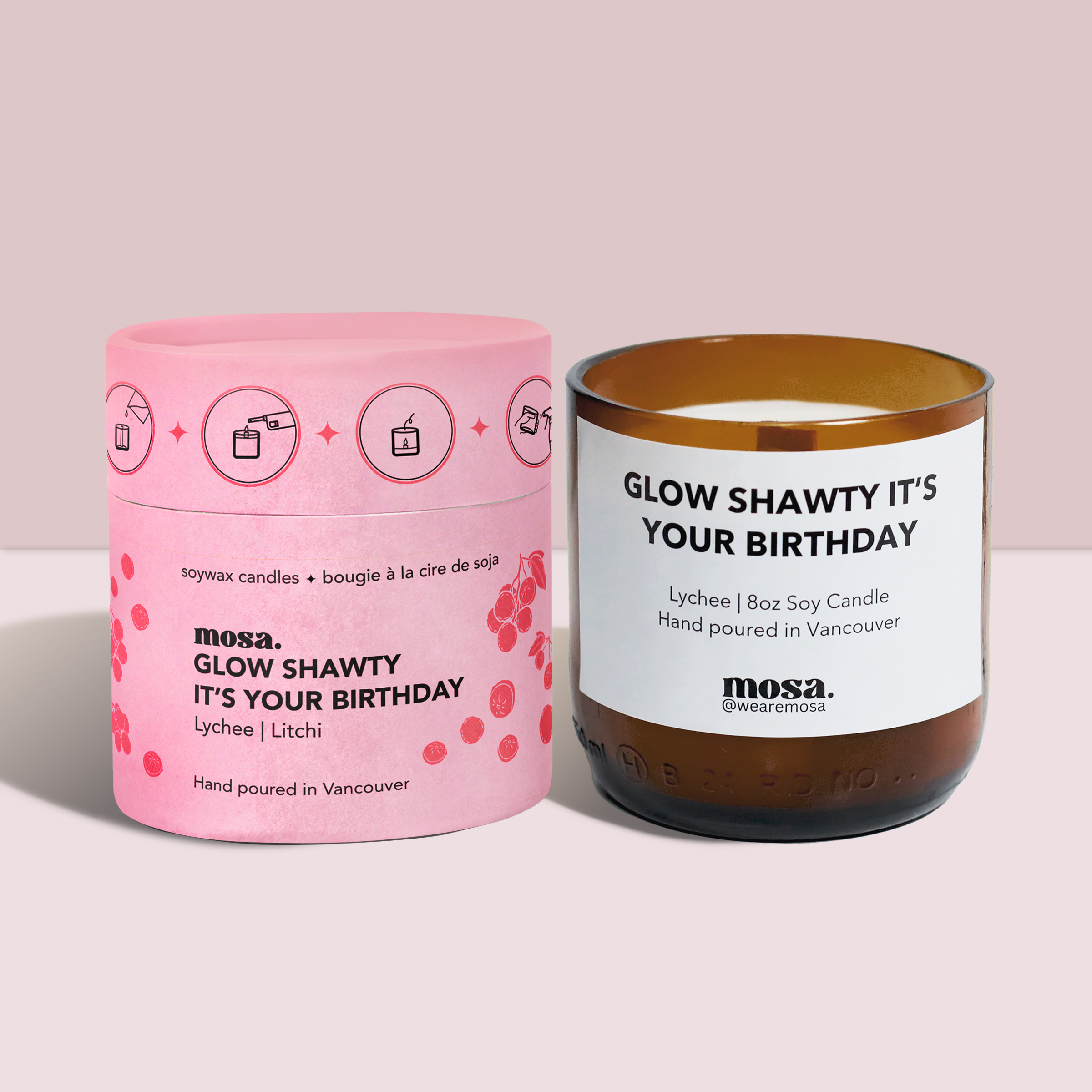 Eco-friendly gifts made with recyclable glassware, lychee-scented candle