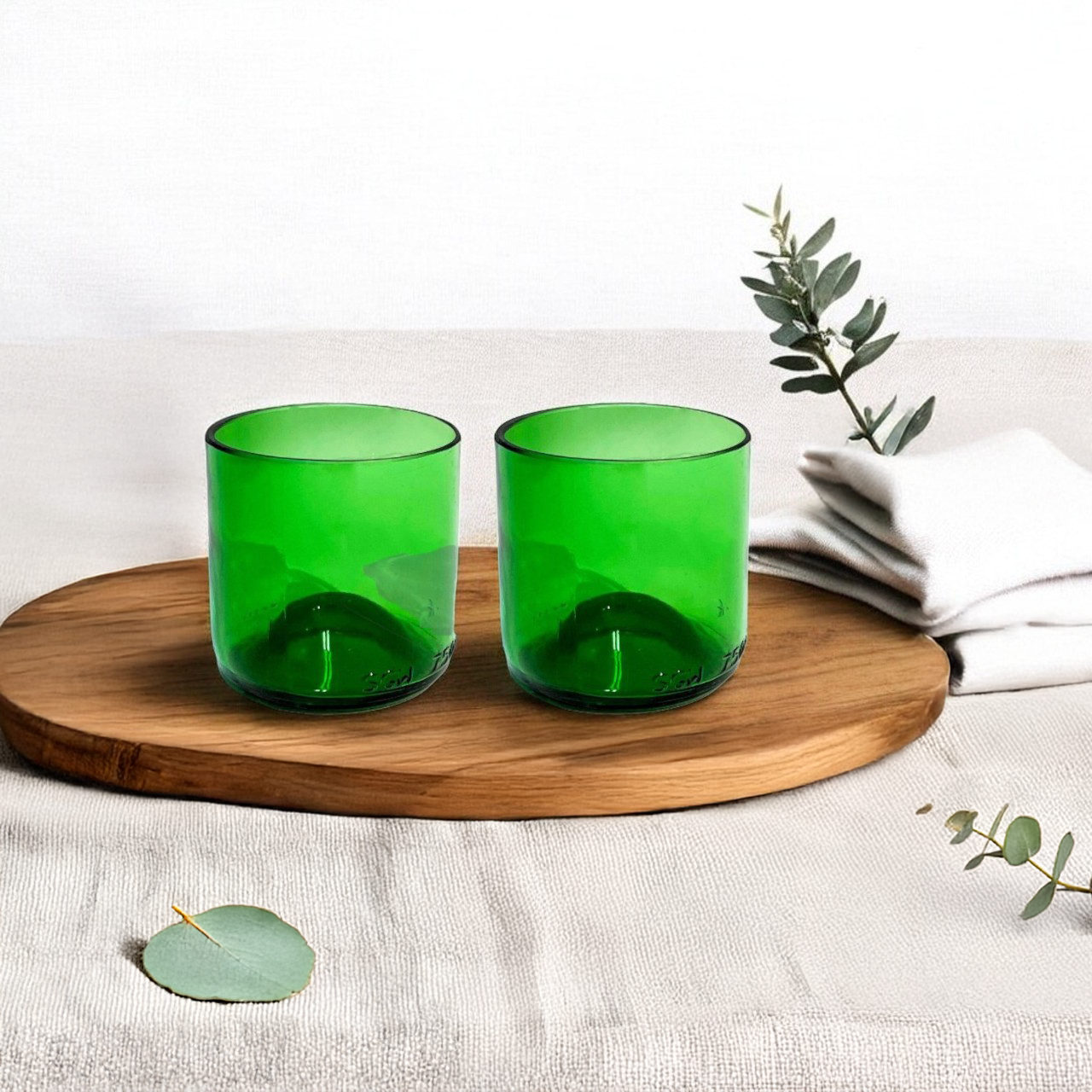 Eco-friendly gifts made with recyclable glassware, Wine Green glasses 9 oz