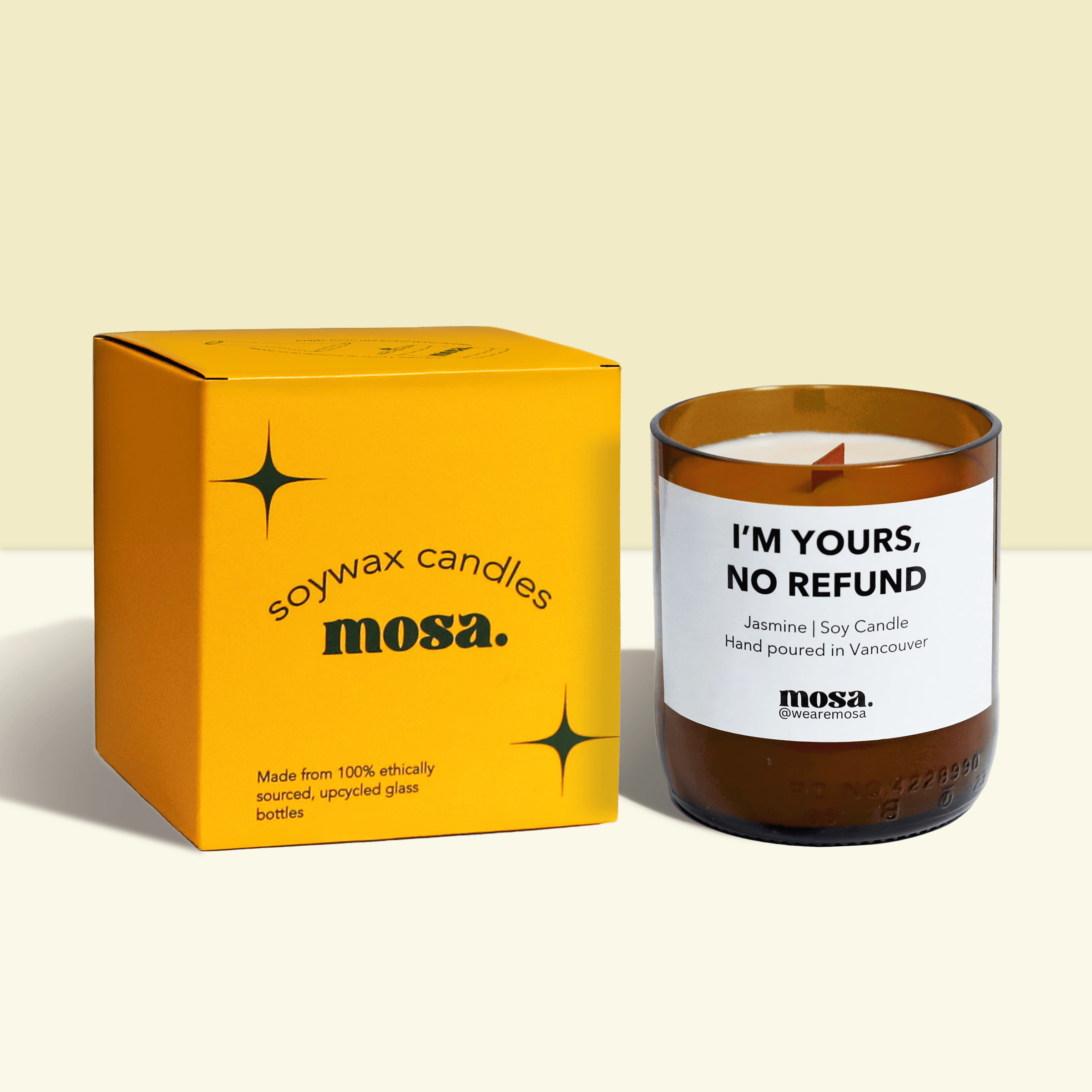 Sustainable gifts made with recyclable glassware, jasmine candle