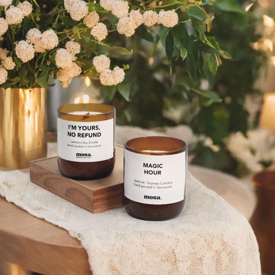 Mosa - Magic Hour (Jasmine Essential Oil Eco-friendly Scented Soy Candle)
Mosa - I am yours, no refund (Jasmine Essential Eco-friendly Scented Soy Candle)
