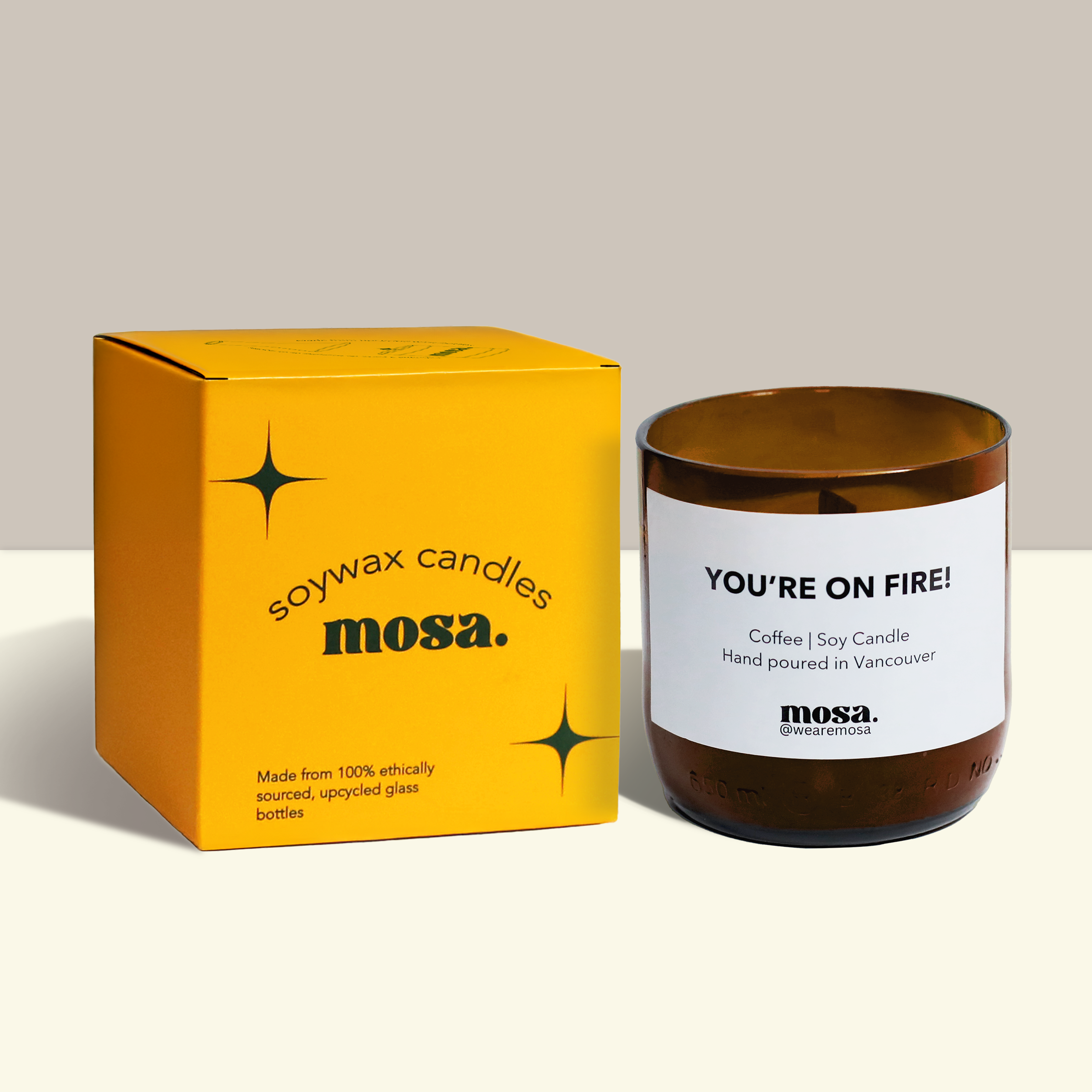 Mosa - You're on fire! (Coffee Eco-friendly Scented Soy Candle) - Candle going inside the box-2