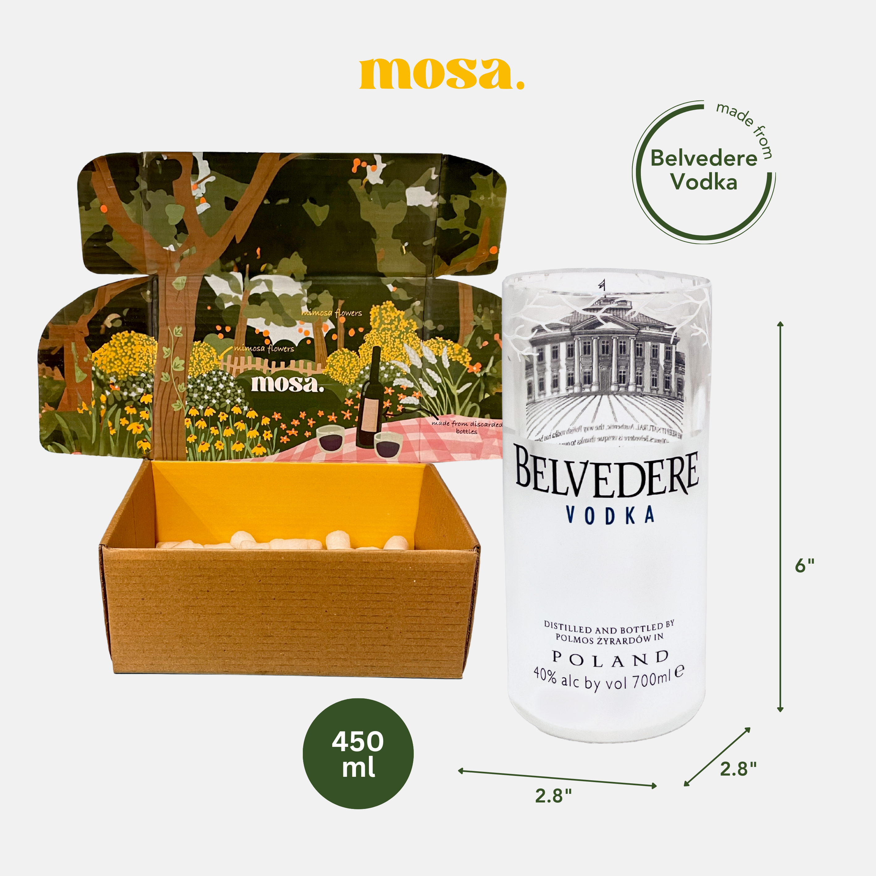 Eco-friendly gifts made with recyclable glassware, Upcycled Belvedere Vodka Drinking Glasses