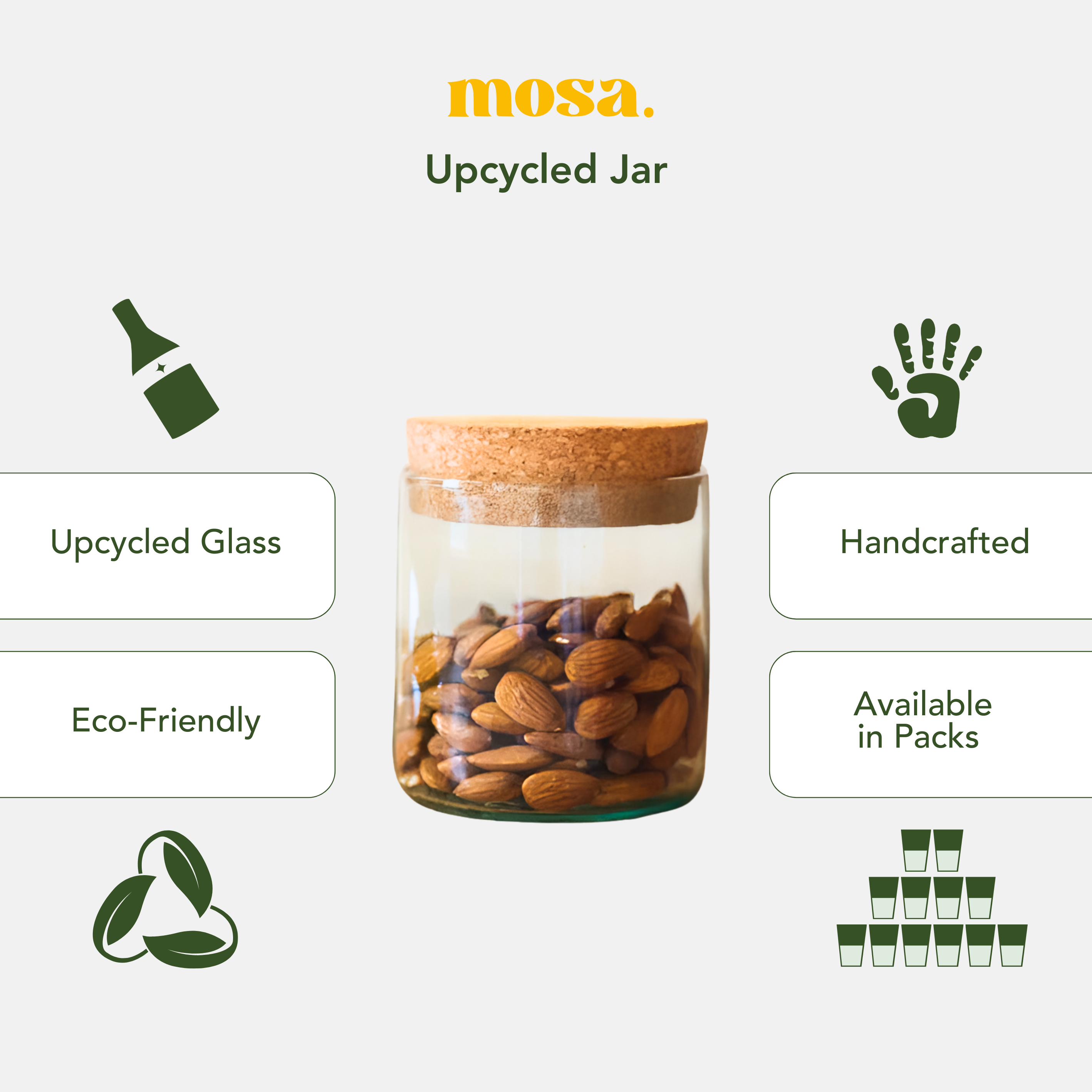Eco-friendly gifts made with recyclable glassware, Upcycled Top Cut Wine Bottle Jar, 