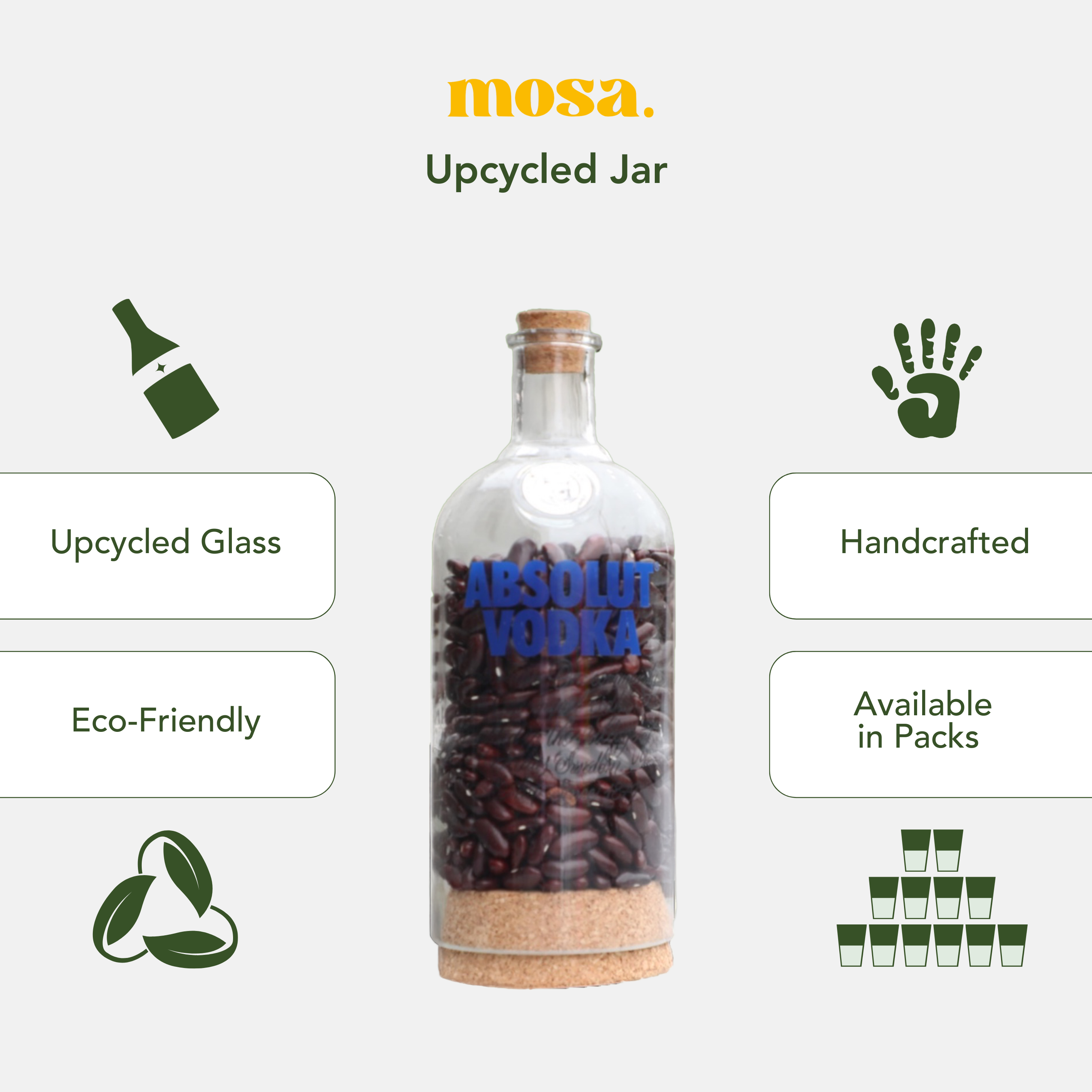 Eco-friendly gifts made with recyclable glassware, Bottom Cut Vodka Jar