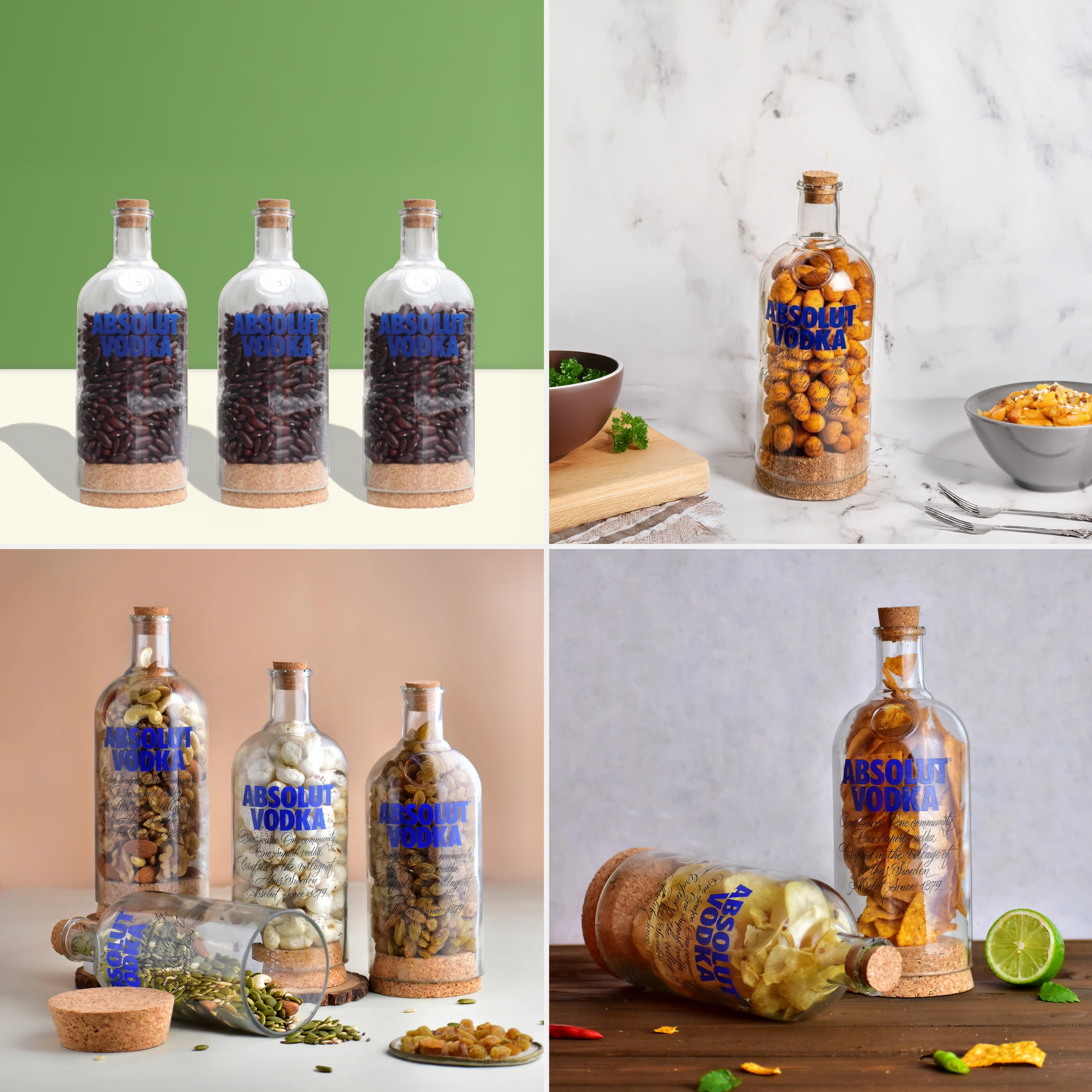 Eco-friendly gifts made with recyclable glassware, Bottom Cut Vodka Jar