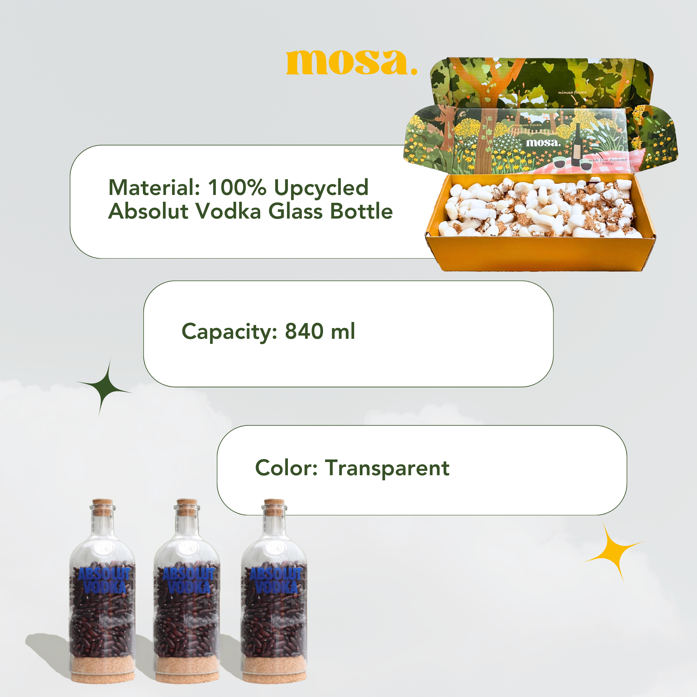 Eco-friendly gifts made with recyclable glassware, Bottom Cut Vodka Jar