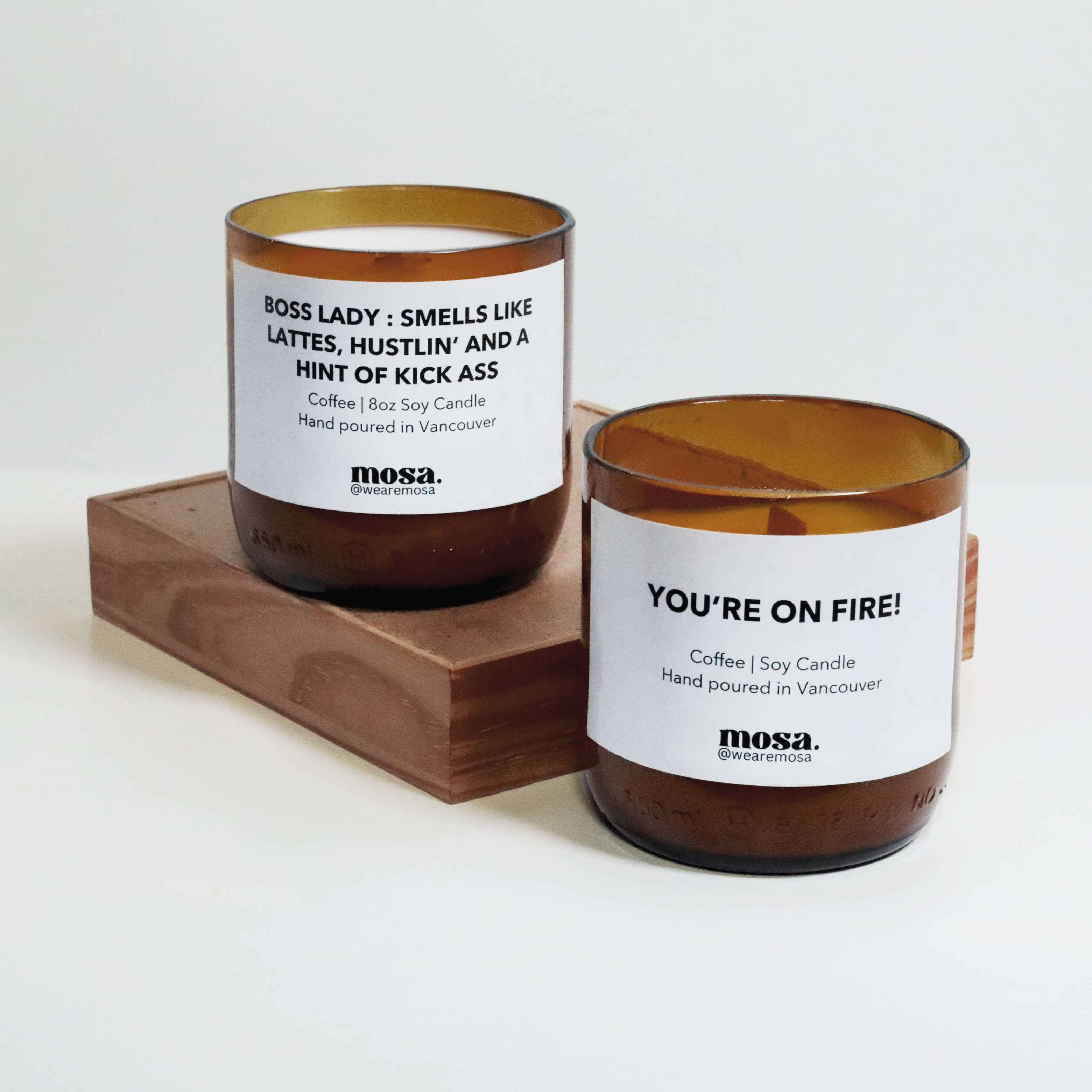 Eco-friendly gifts made with recyclable glassware, coffee candle