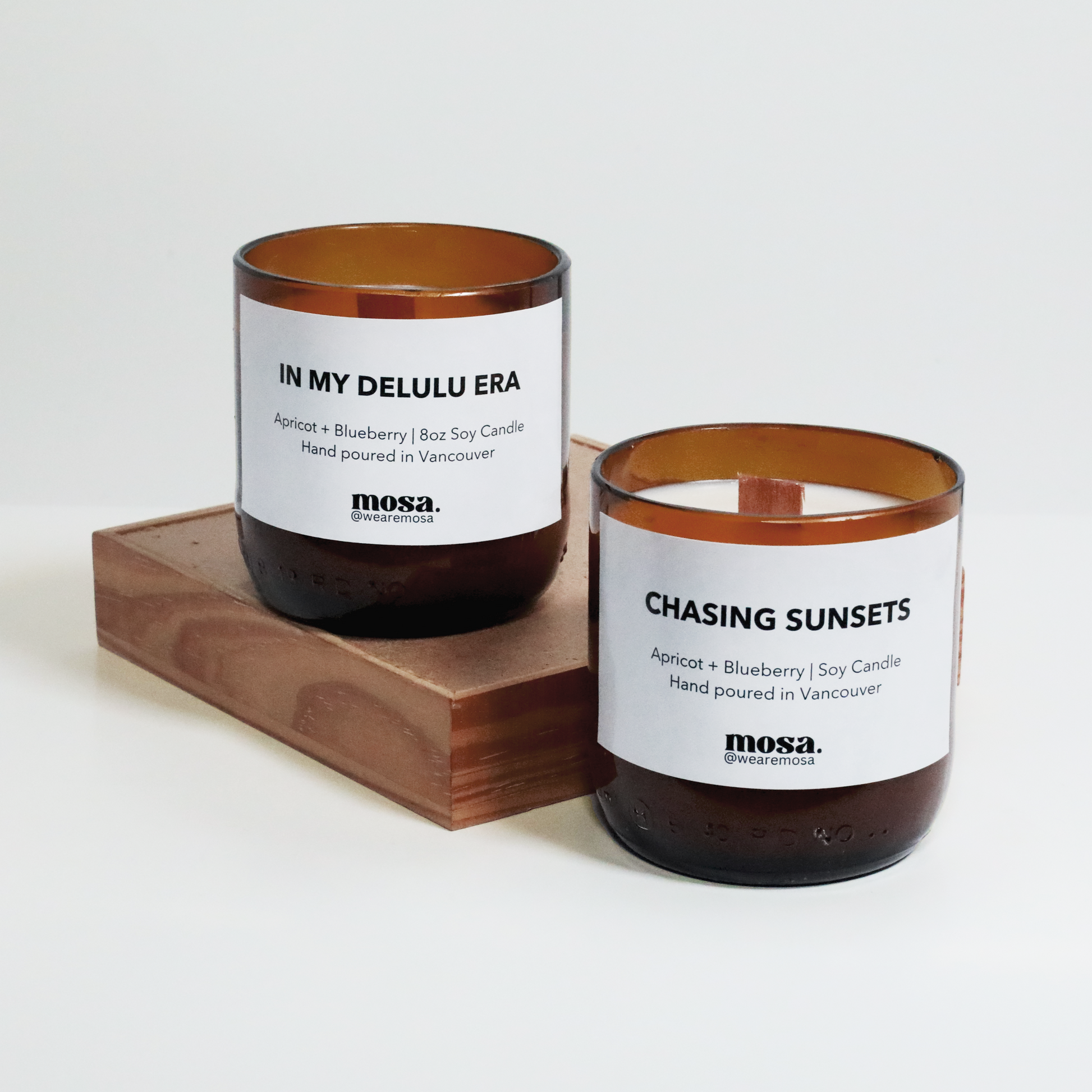 Eco-friendly gifts made with recyclable glassware, apricot and blueberry scented candle