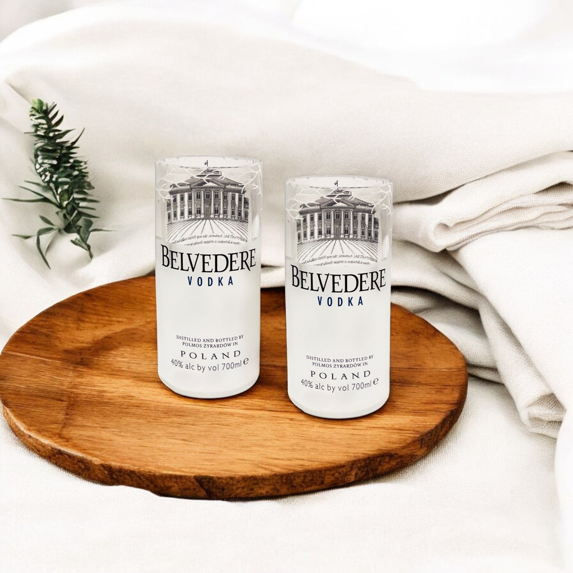 Eco-friendly gifts made with recyclable glassware, Upcycled Belvedere Vodka Drinking Glasses