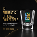Clear glass with FIFA World Cup 26 logo on a black background