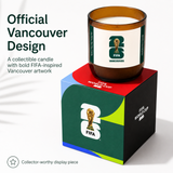 FIFA-themed candle with packaging of Offiial Vancouver Design