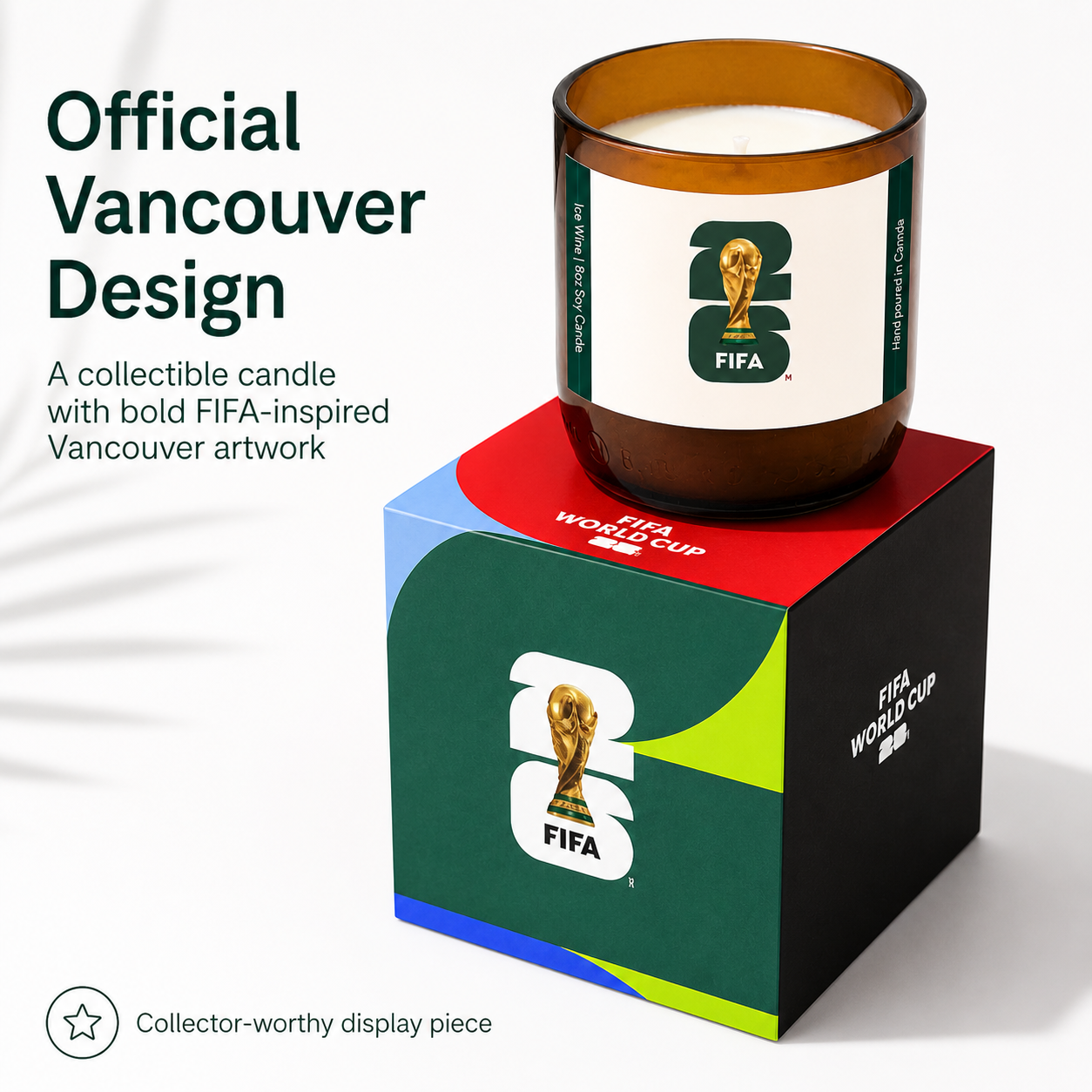 FIFA World Cup candle with packaging on a white background