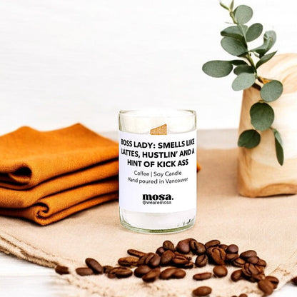 Mosa - Boss Lady: Smells like lattes, hustlin’ and a hint of kick ass (Coffee Eco-friendly Scented Soy Candle - 4oz)