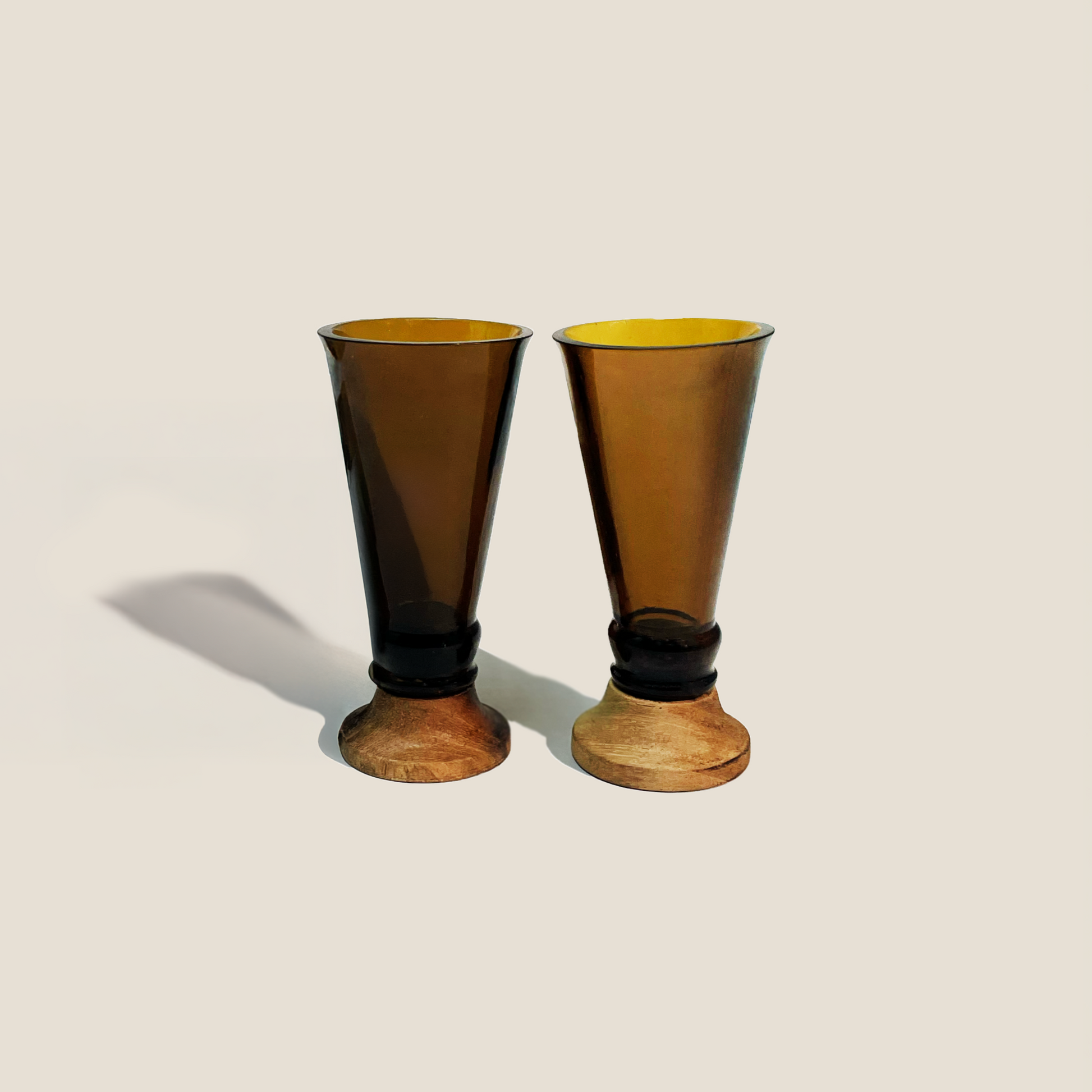 Eco-friendly gifts made with recyclable glassware, Amber Shot Glasses (Set of Two)