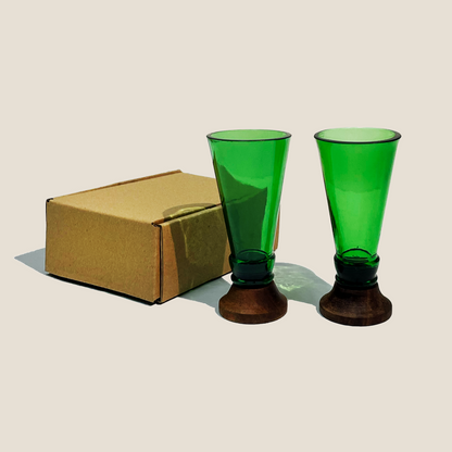 Eco-friendly gifts made with recyclable glassware, Green Shot Glasses (Set of Two)