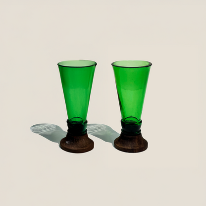 Eco-friendly gifts made with recyclable glassware, Green Shot Glasses (Set of Two)