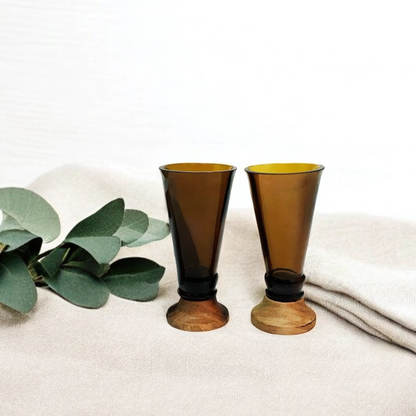 Eco-friendly gifts made with recyclable glassware, Amber Shot Glasses (Set of Two)