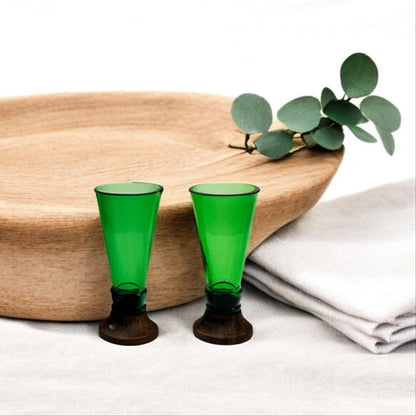 Eco-friendly gifts made with recyclable glassware, Green Shot Glasses (Set of Two)