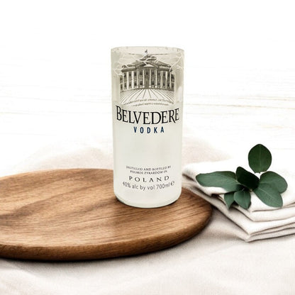 Eco-friendly gifts made with recyclable glassware, Upcycled Belvedere Vodka Drinking Glasses