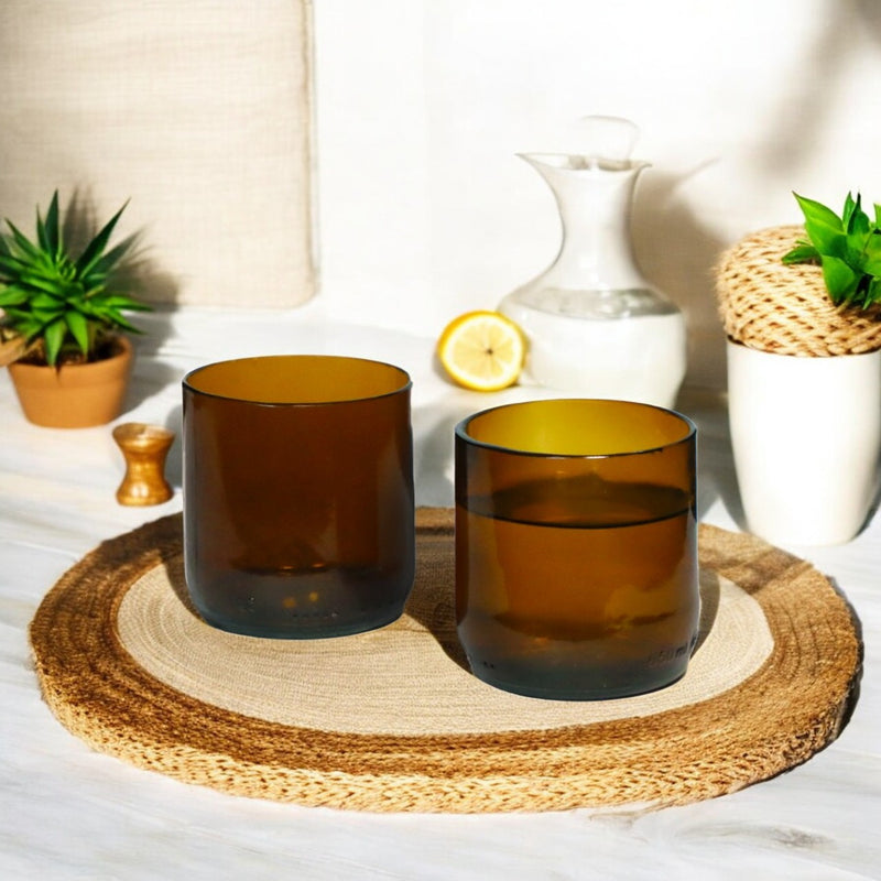 Eco-friendly gifts made with recyclable glassware, Wine Amber glasses 9 oz