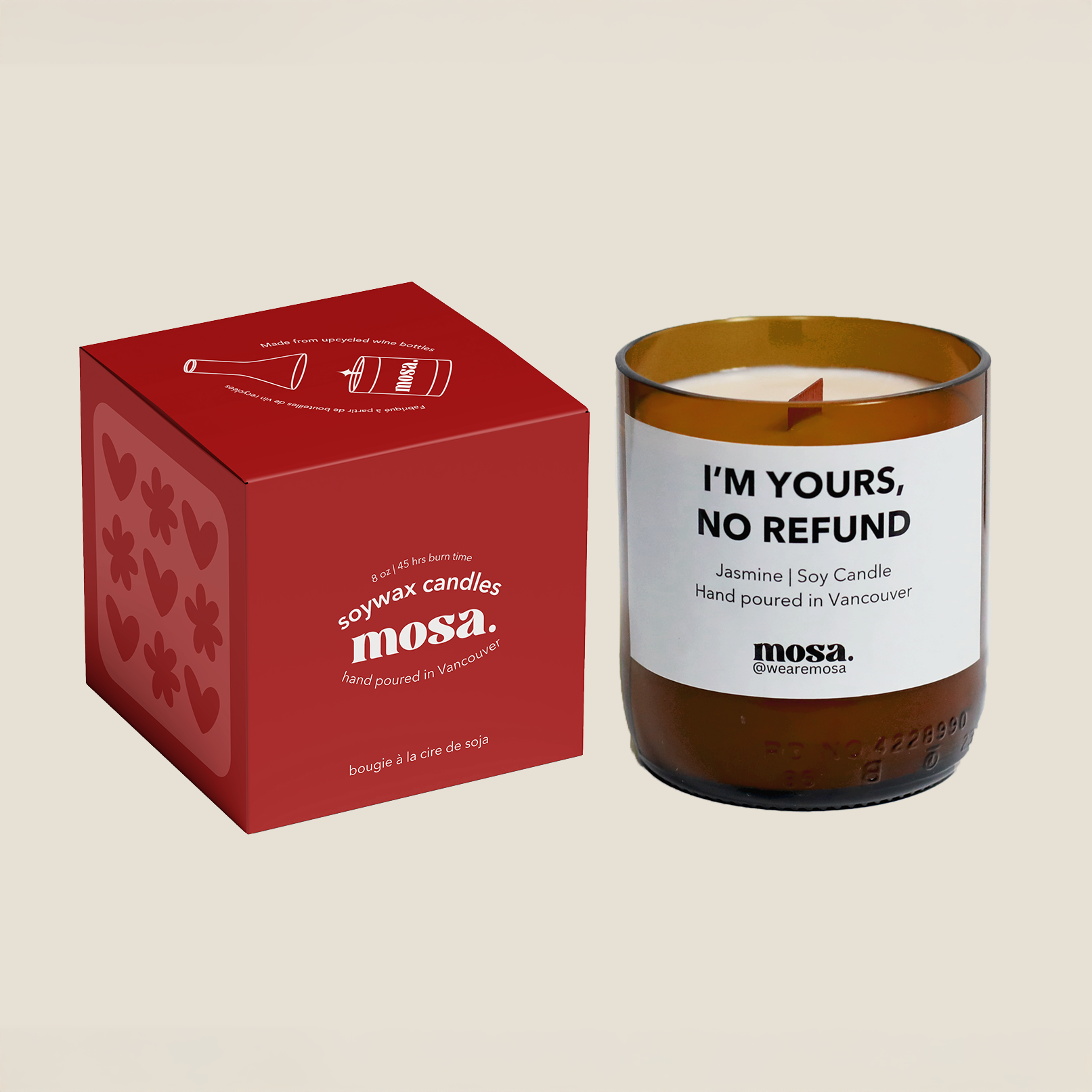 Sustainable gifts made with recyclable glassware, jasmine candle