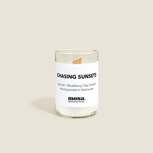 Eco-friendly gifts made with recyclable glassware, apricot and blueberry scented 4oz candle