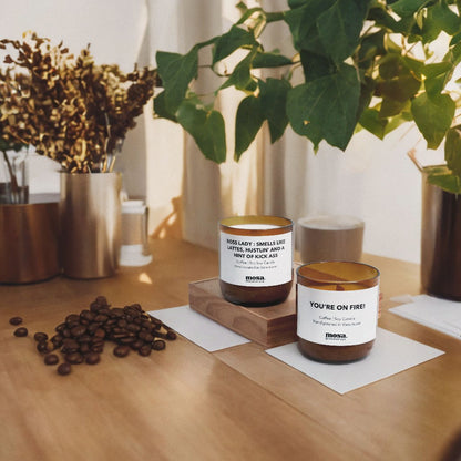 Eco-friendly gifts made with recyclable glassware, coffee candle